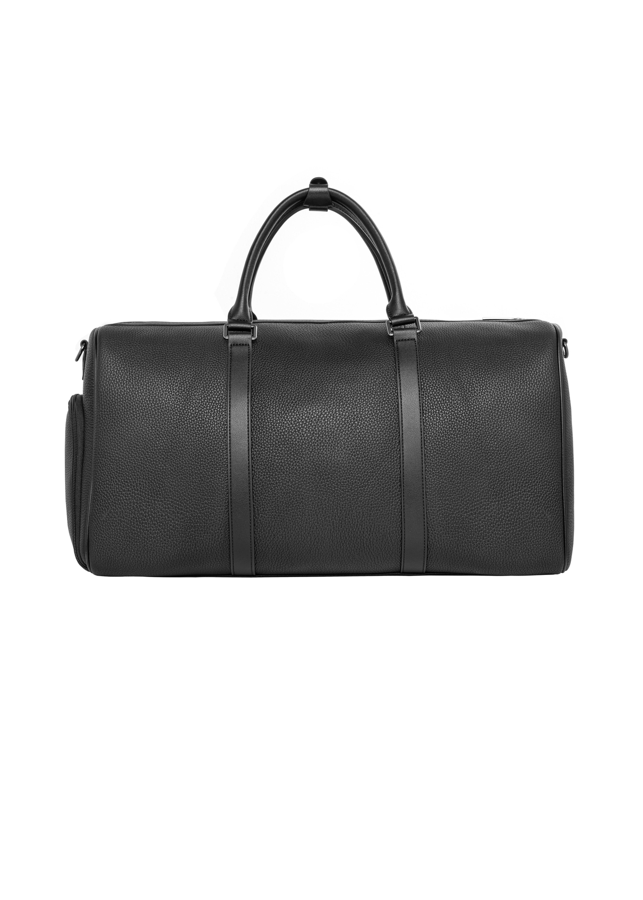 Black leather travel bag TORMS-0535-9I(Z26), product view from the back on a white background.