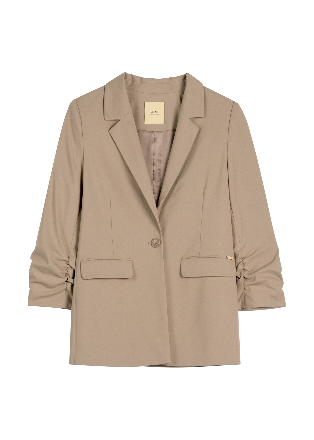 Women's dark beige jacket ZAKDT-0043-1K(W26), front product view on white background.