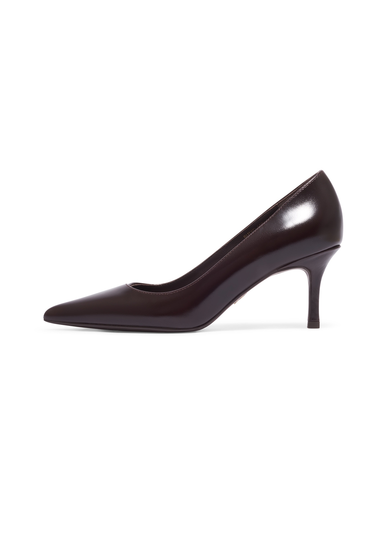 Women's brown leather pumps BUTYD-1031A-1H(Z26), side product view on white background.