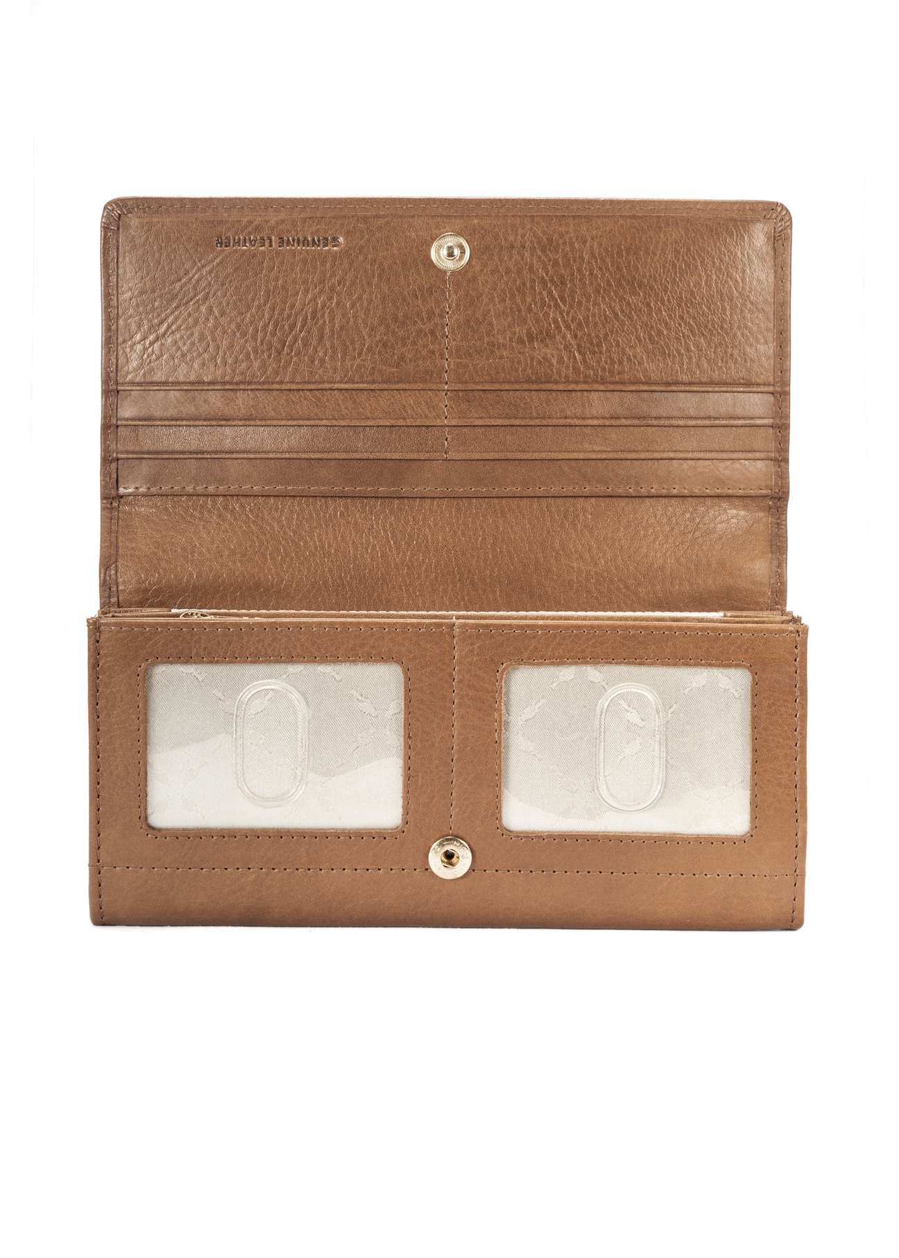 Large brown leather women's wallet PORES-0962-89(W25), view of the inside of the product on a white background.