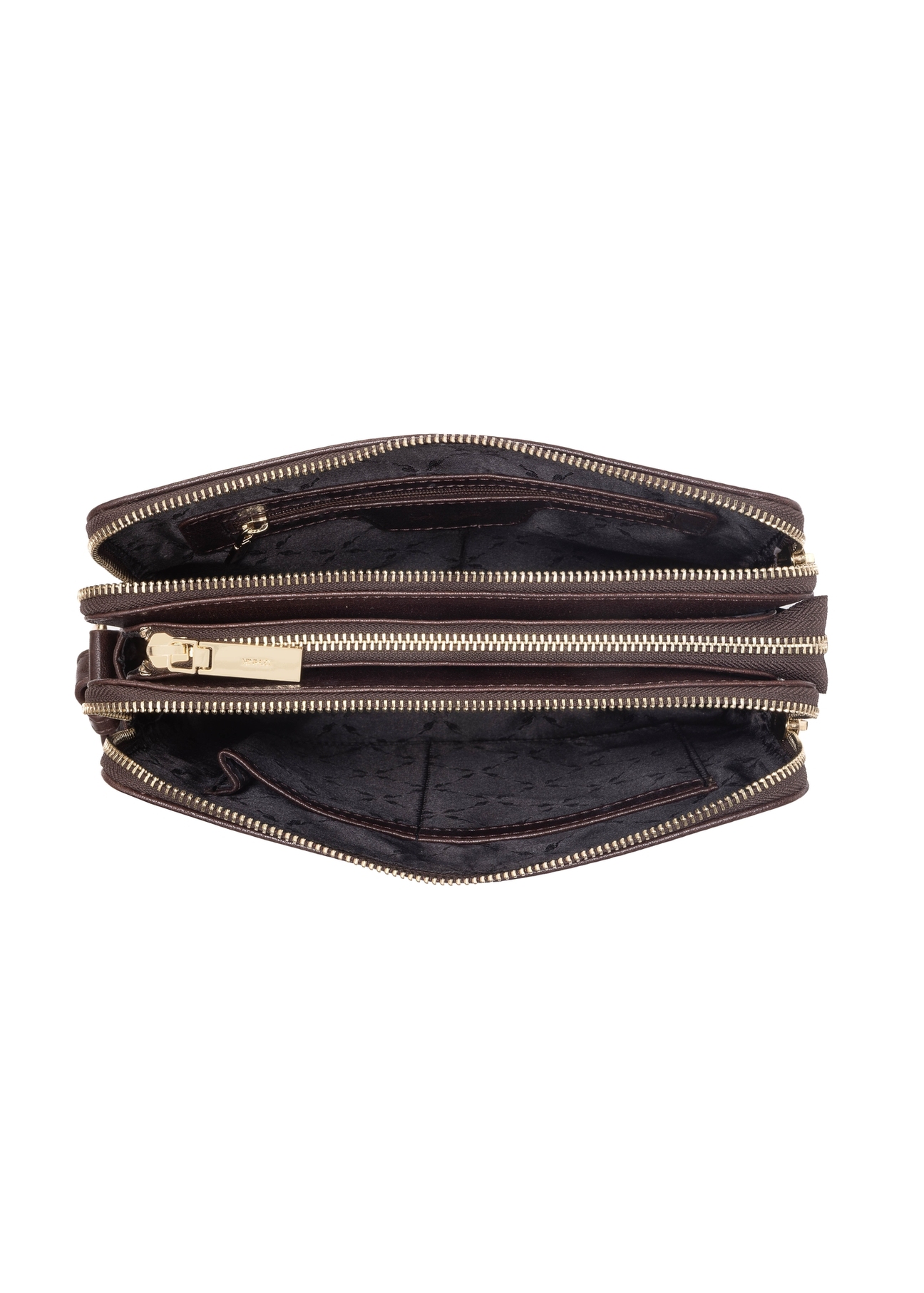Brown leather women's handbag TORES-1141-89(Z25), product view from the inside on a white background.