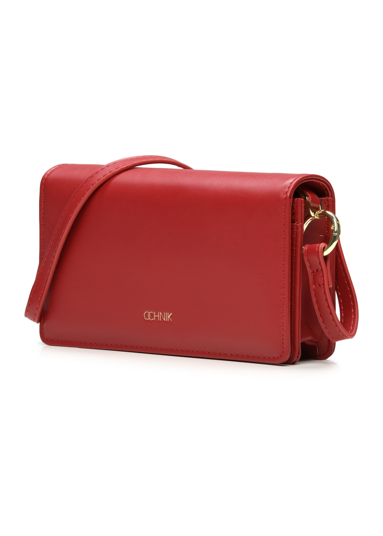 Red small clutch bag POREC-0427-42(Z25) diagonal product view on white background.