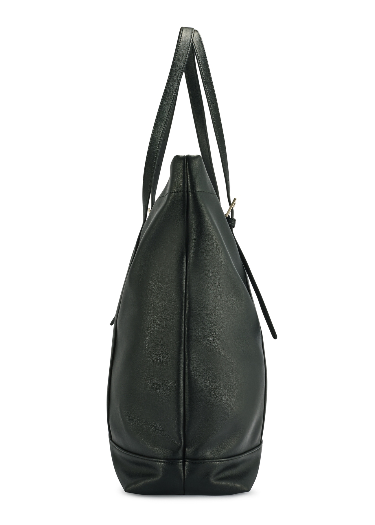 Large black women's shopper handbag TOREC-1067-99(Z25), product view from the side on a white background.