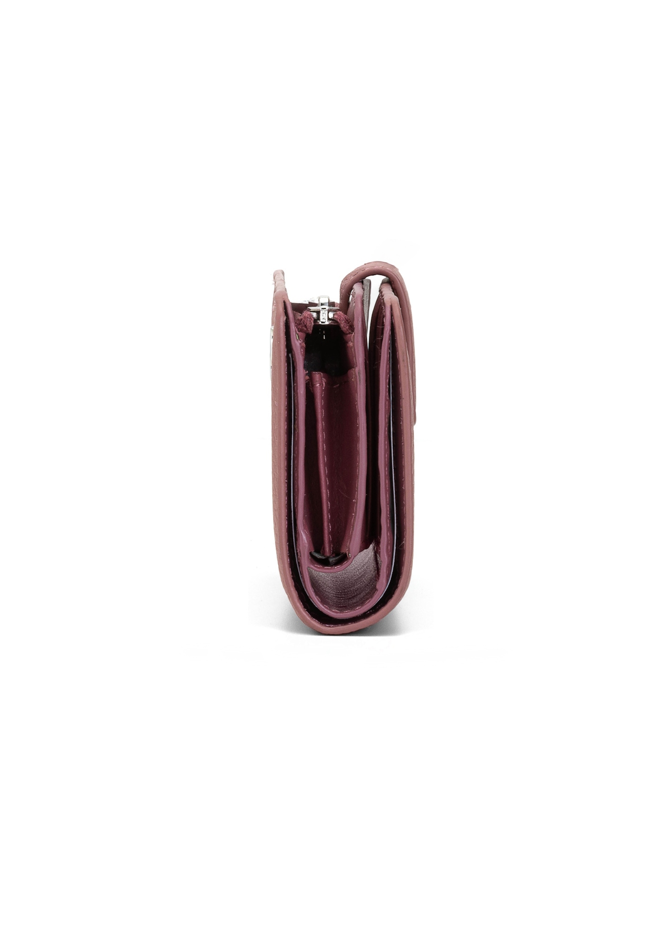Medium leather pink women's wallet PORES-0896G-31(Z25), side product view on white background.