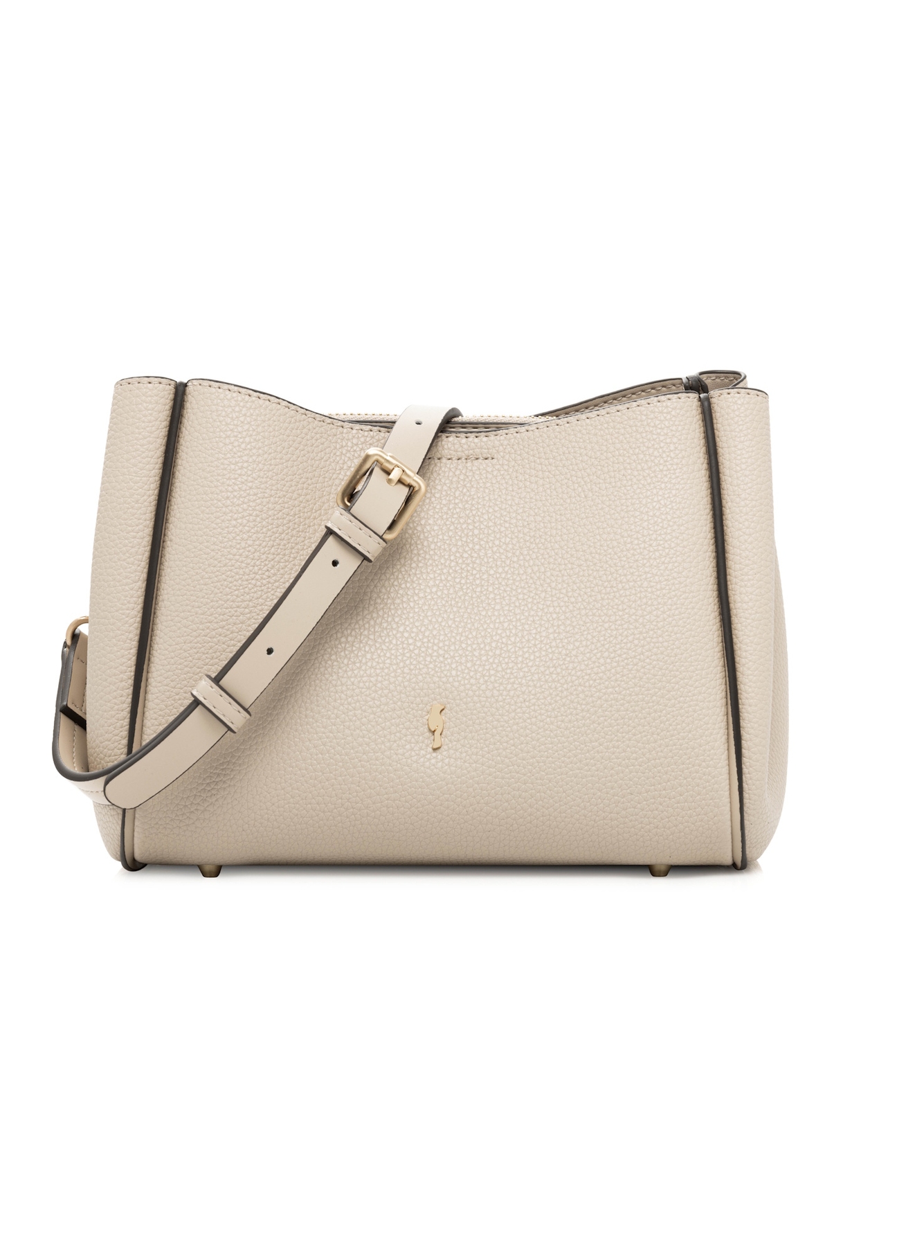 Beige women's shoulder bag TOREC-1182-1A(W26), front product view on white background.