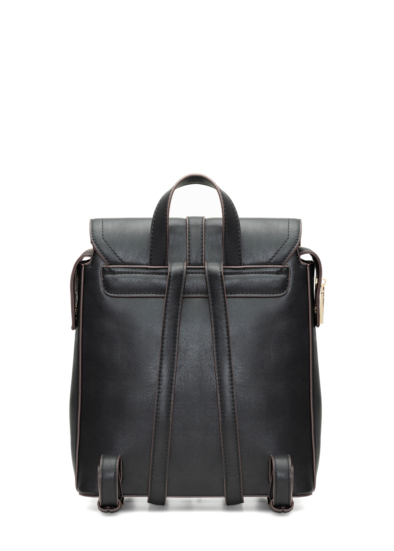 Women's backpack in black TOREC-1198-99(W26) - product view from the back, on a white background.