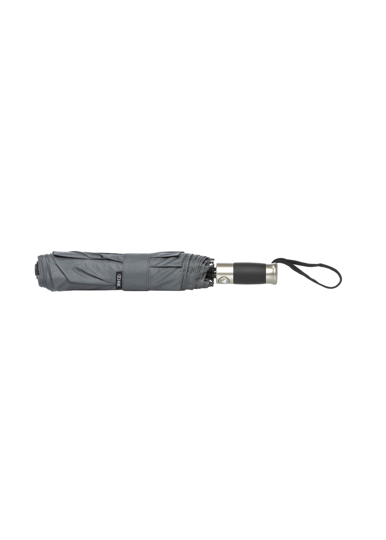 Men's folding umbrella in grey PARSM-0031-9B(W26), view of the folded product on a white background.