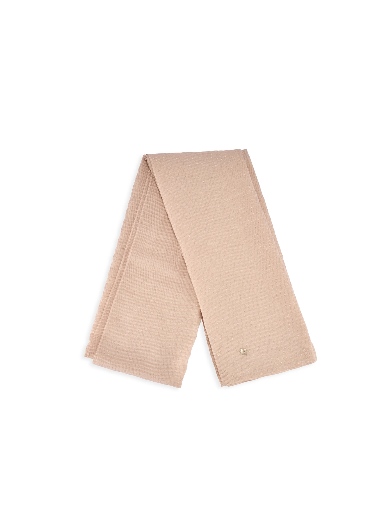Beige lightweight women's scarf SZADT-0217-1B(W26), front product view on white background.