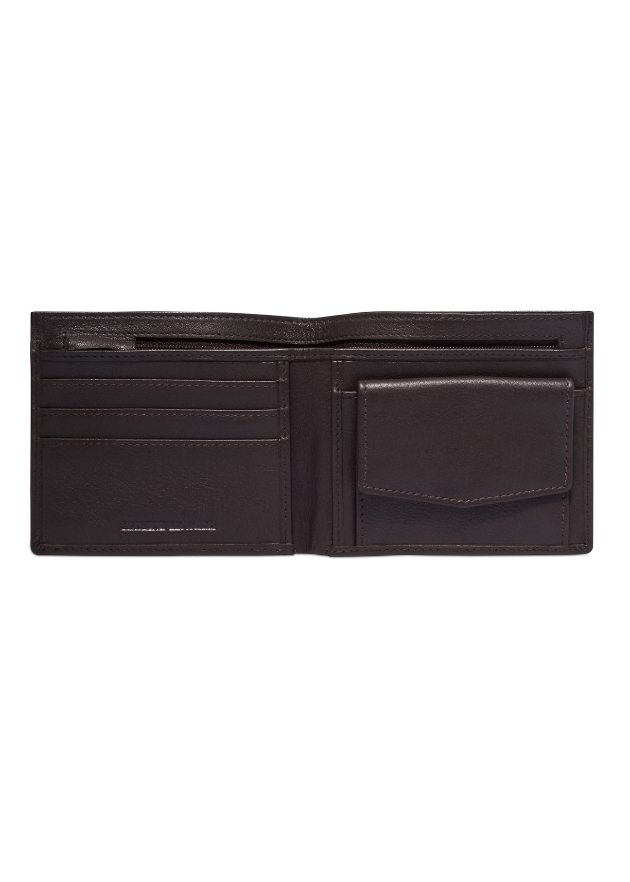 Small men's leather wallet in brown color PORMS-0708-1H(Z26), product view inside on white background.
