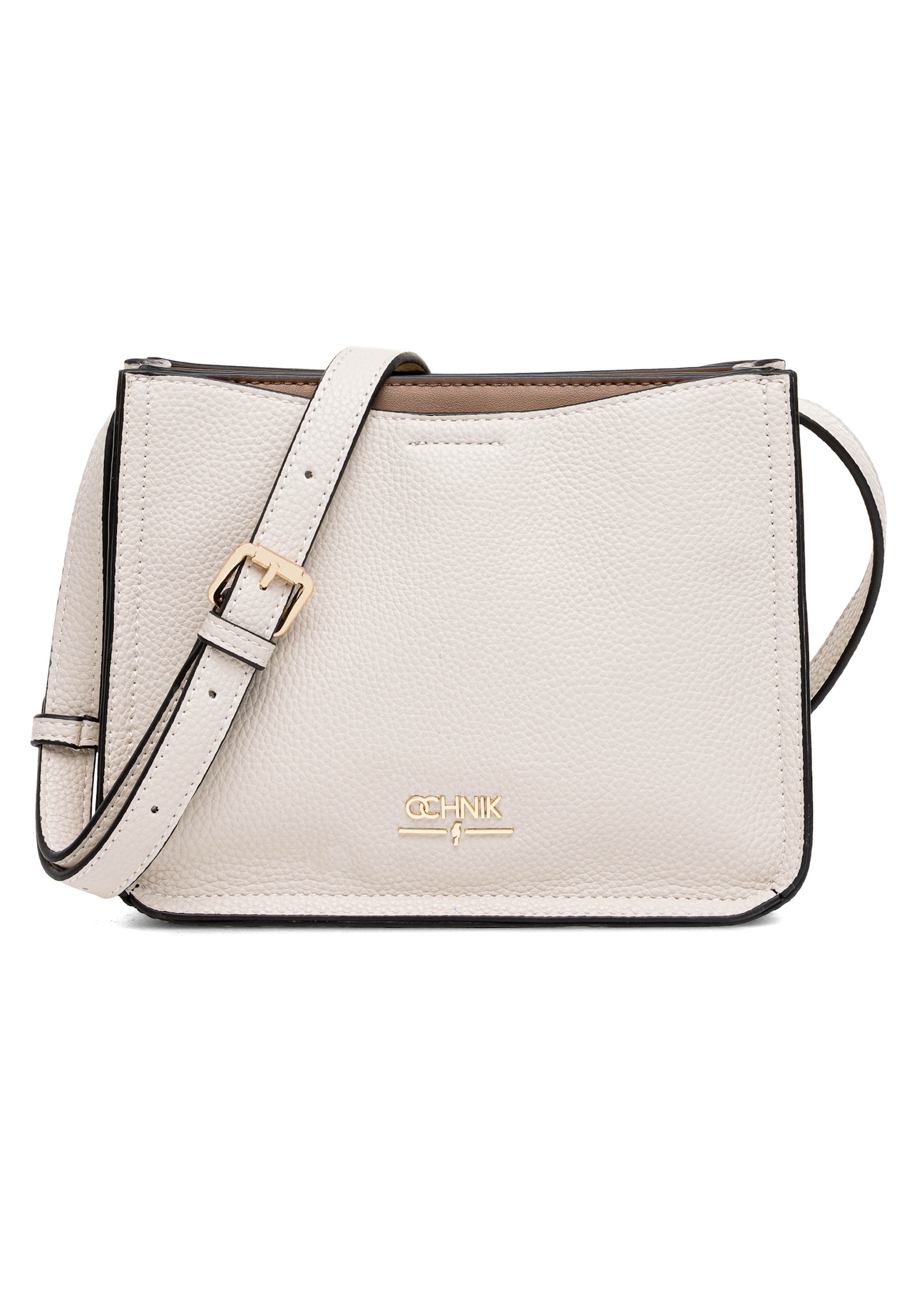 Cream small shoulder bag TOREC-1055-12(Z25), front product view on white background.