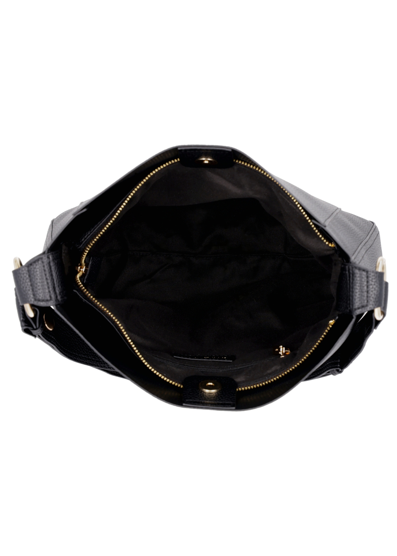 Black women's hobo bag TOREC-1257-9I(Z26). Product view from the inside on a white background.