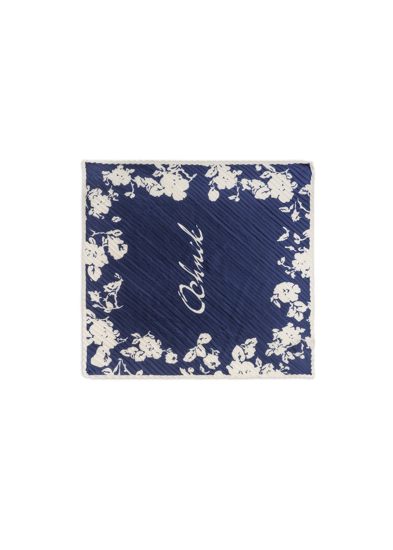 Blue women's scarf with logo SZADT-0192-7P(W26)