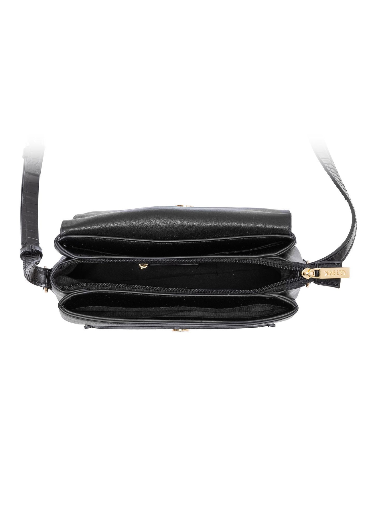 Women's handbag with croco elements TOREC-0860A-97(Z25), product view inside on white background.