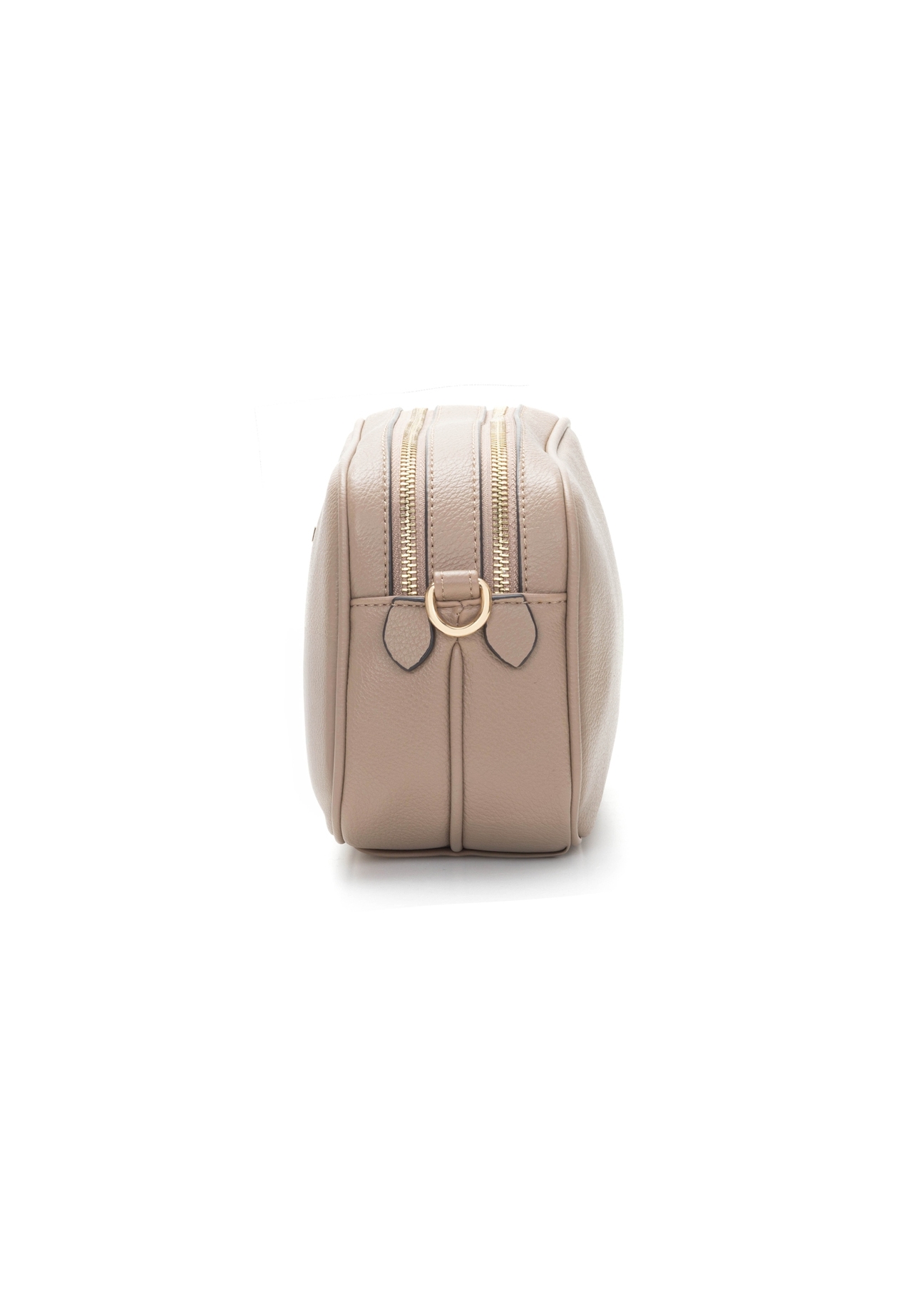 Beige medium women's handbag TOREC-1121-1D(W26), product view from the side on a white background.