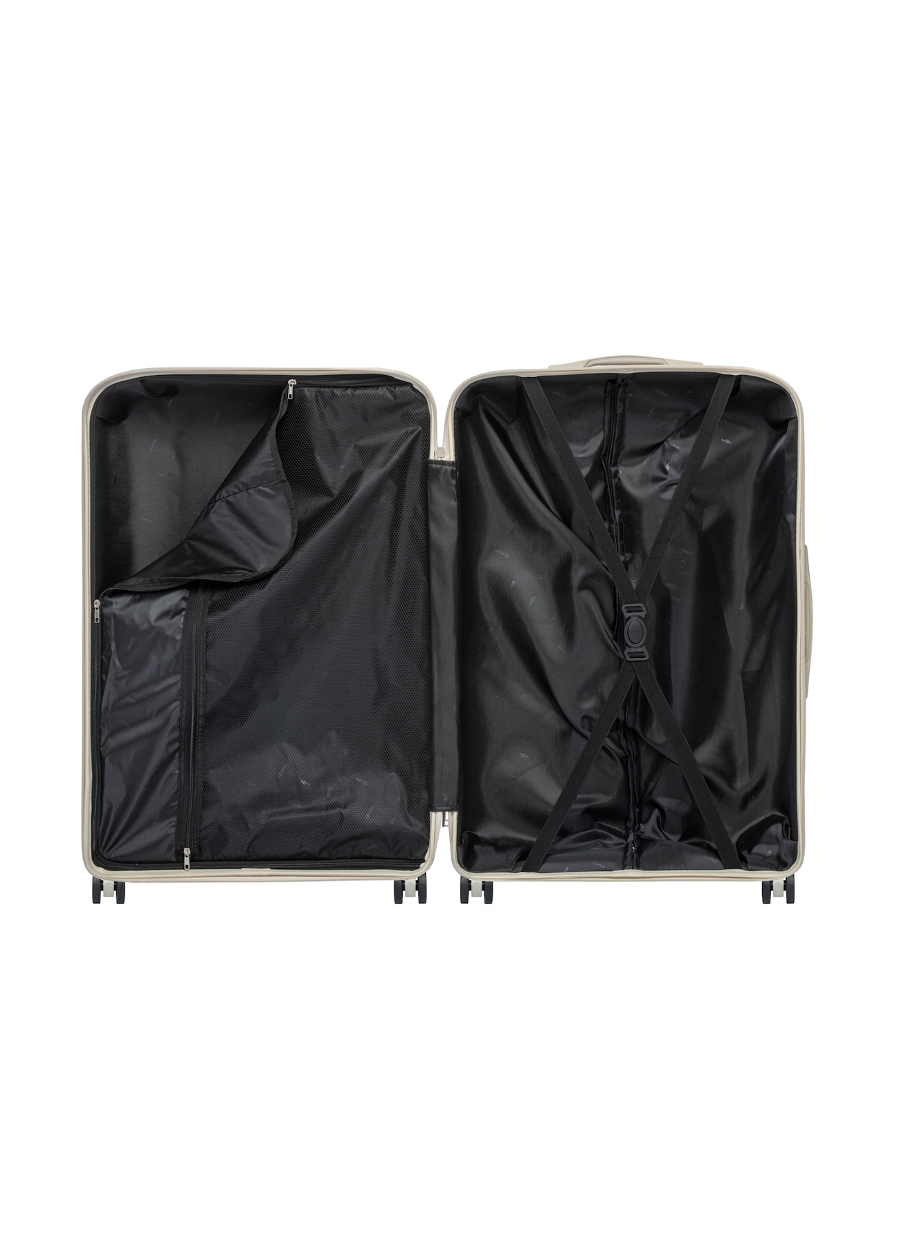 Large suitcase on wheels WALPP-0022-0C-28(W26), product view from the inside on a white background.