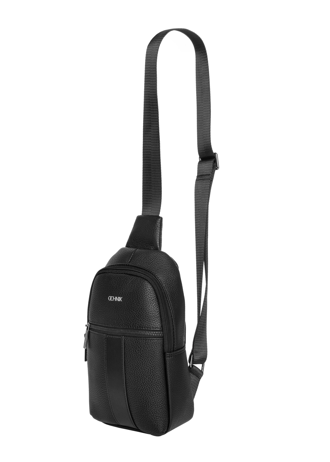 Black men's leather crossbody bag TORMS-0538-9I(Z26), diagonal product view on white background.