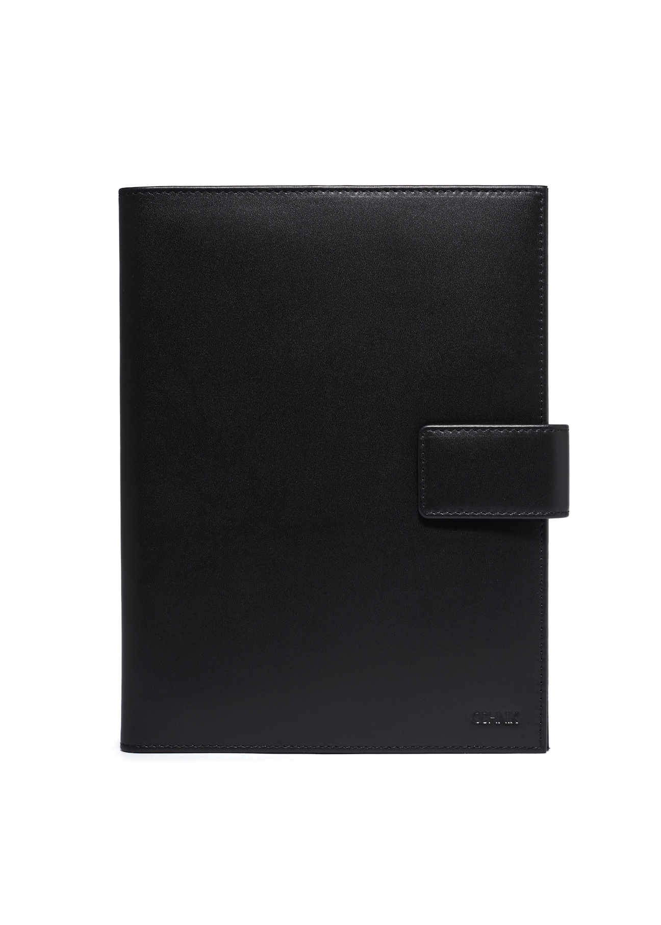 Black leather notebook case PORMS-0718-99(Z26), front product view on a light background.