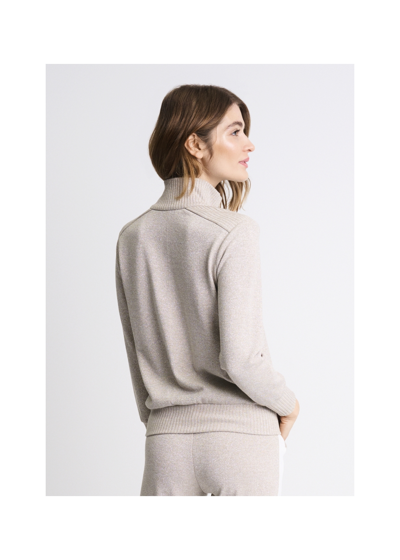 Beige women's unbuttoned sweatshirt BLZDT-0073-81(W22)-04