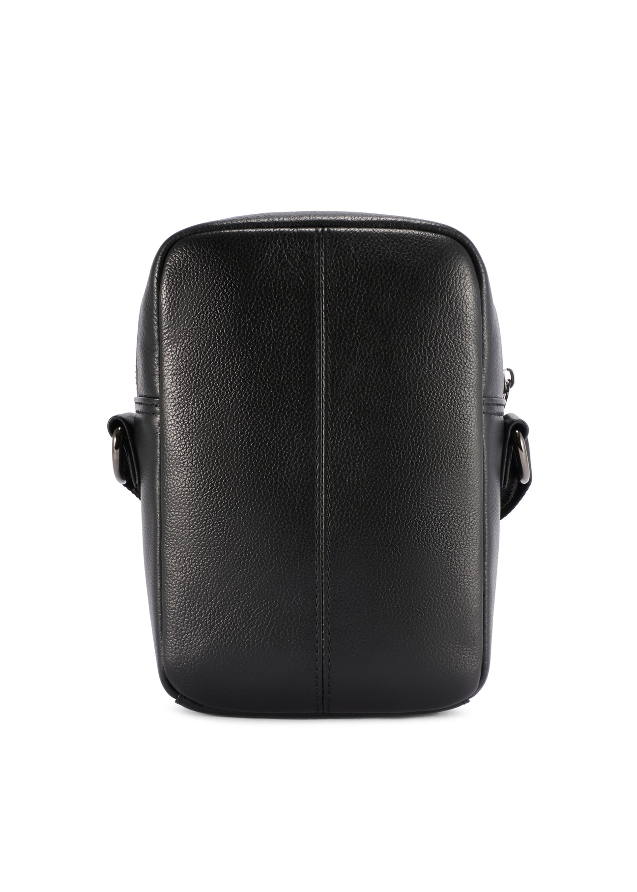 Black leather men's bag TORMS-0485R-9I(W26), product view from the back on a white background.