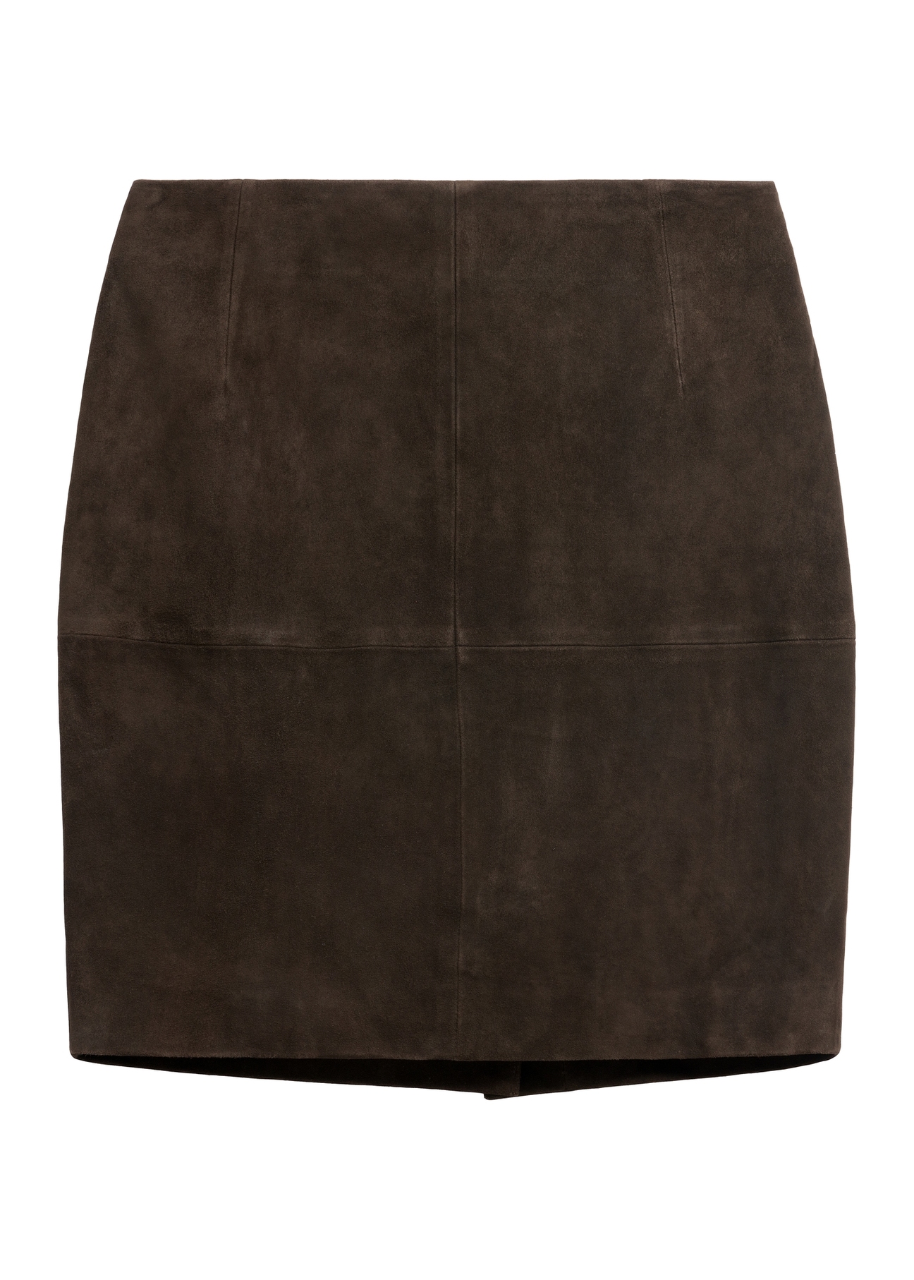 Brown suede skirt SPCDS-0034-1I(Z26), front view of the product on a white background.