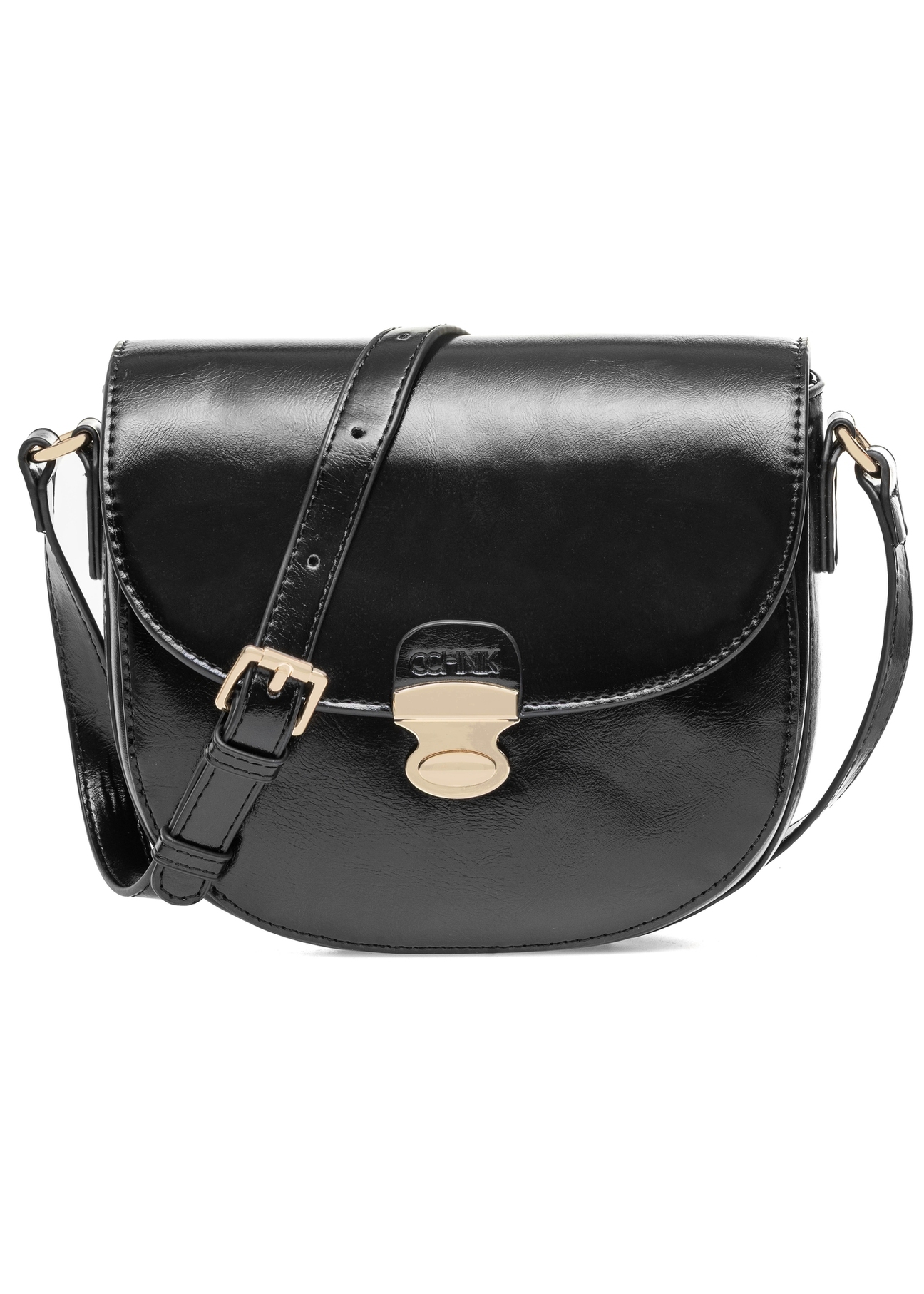 Black women's shoulder bag TOREC-1048-99(Z25), product visible from the front, view on white background.