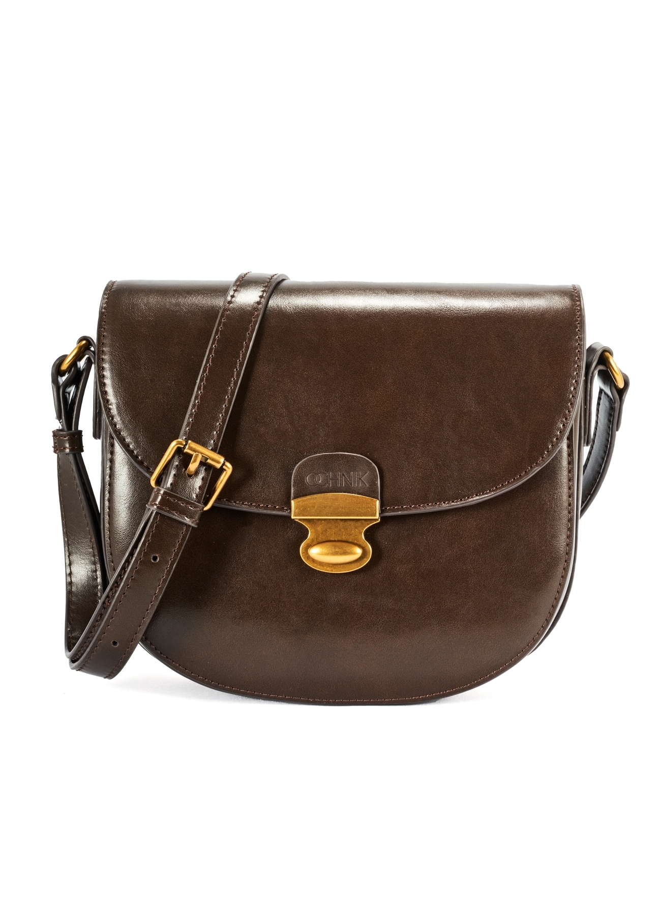 Brown women's shoulder bag TOREC-1048-89(Z25), product view from the front on a white background.