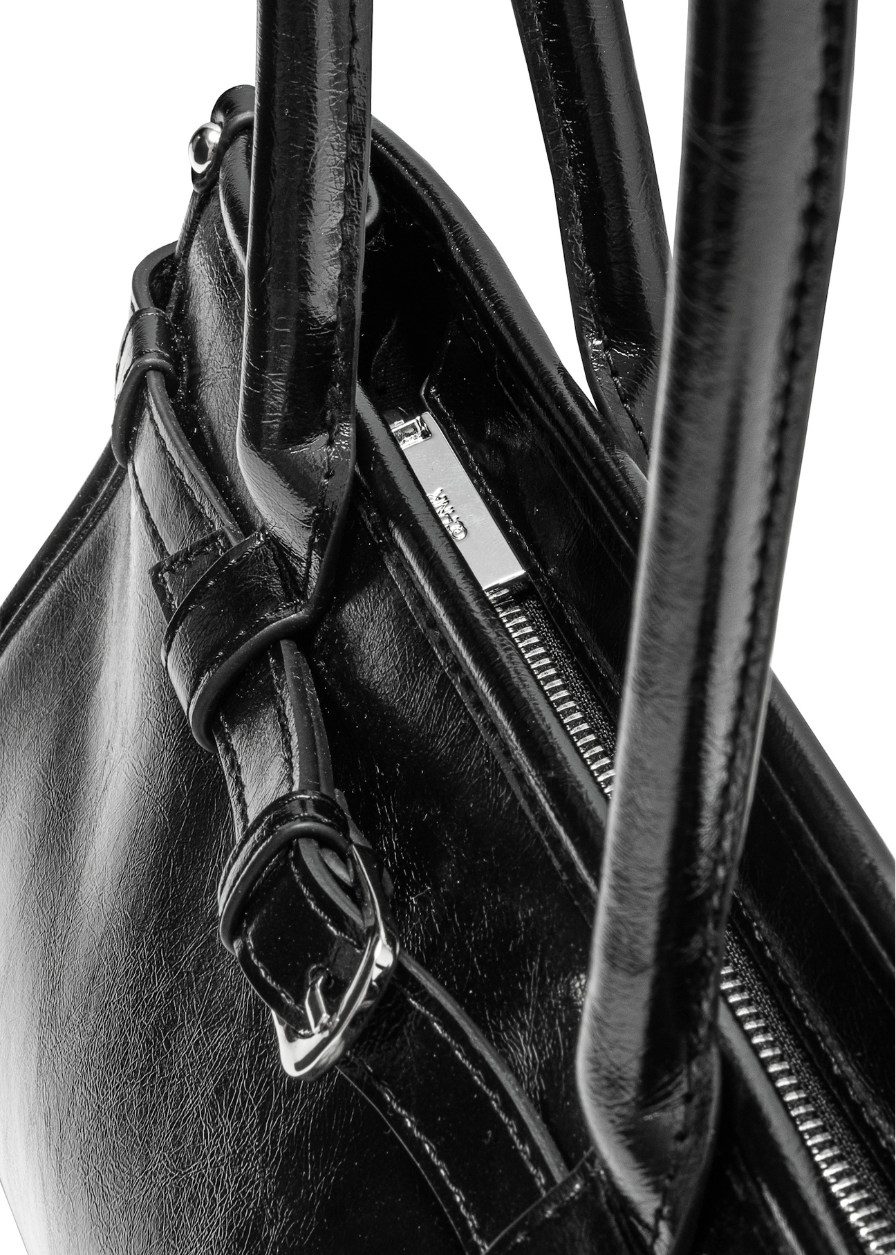 Black elegant women's handbag TOREC-1065-99(Z25), close-up of the product detail on a white background.