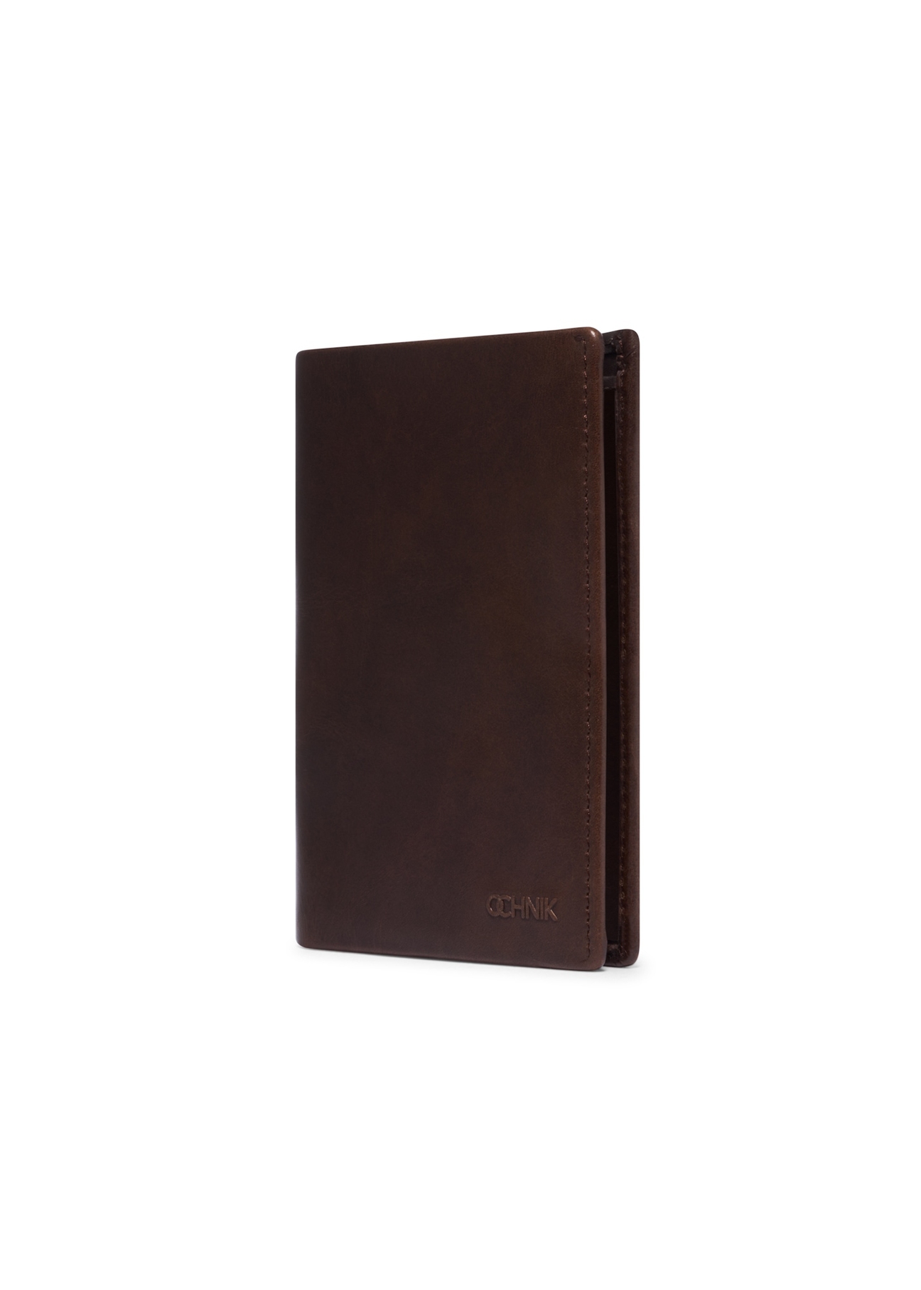 Dark brown men's leather wallet PORMS-0736-1I(Z26), diagonal product view on white background.