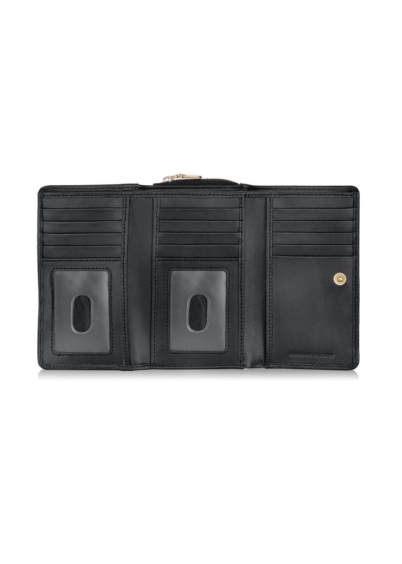 Large black leather women's wallet PORES-0801R-9I(W26), product view inside on white background.