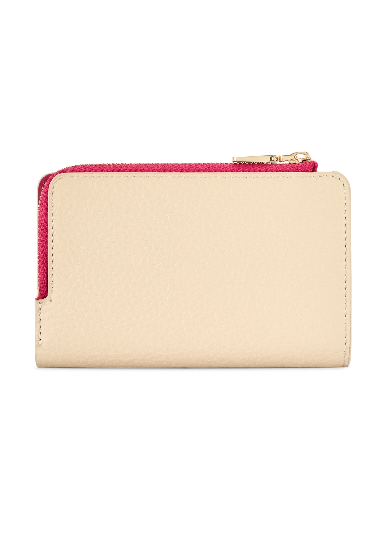 Cream leather women's wallet PORES-0983-0P(W26), back view of the product on a white background.