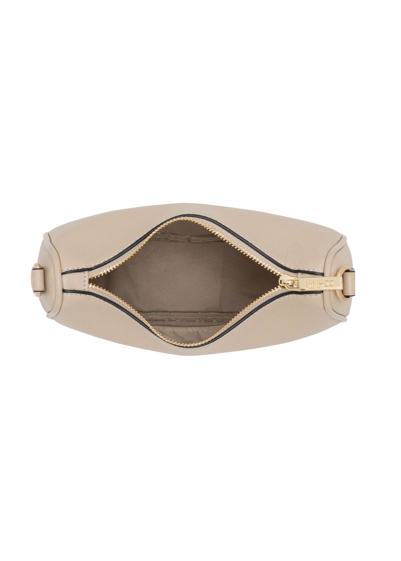Beige imitation leather handbag TOREC-1265-1A(Z26) - product view from above, on white background.