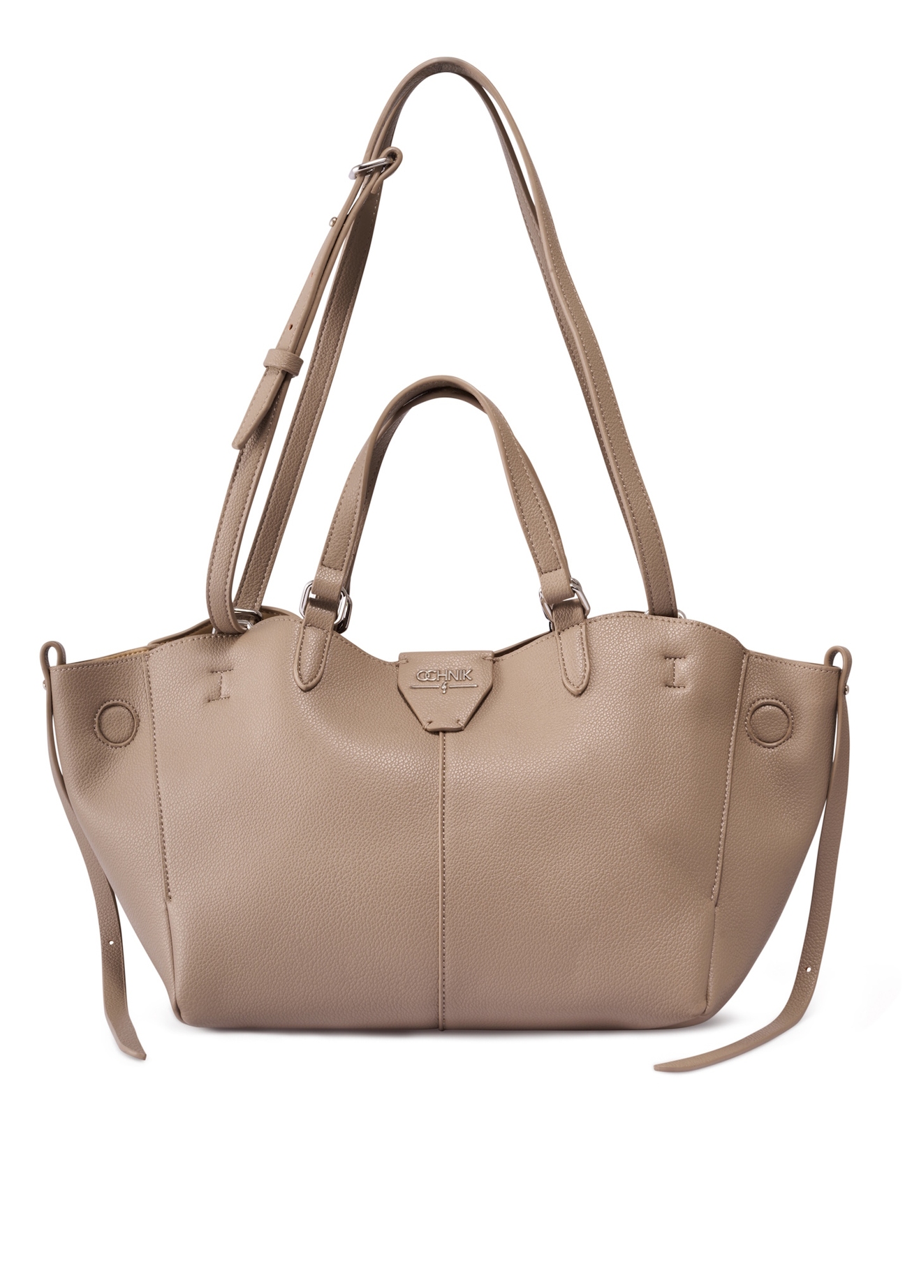 Beige women's shoulder bag TOREC-1231-1B(Z26), front product view on white background.