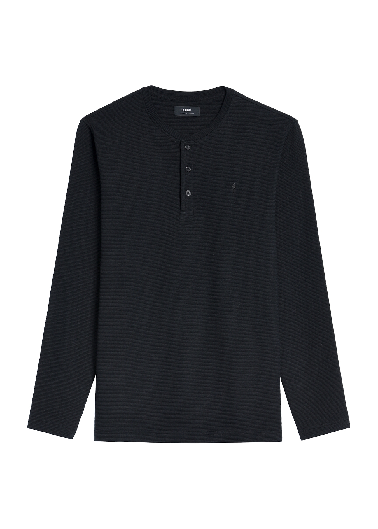 Black men's longsleeve LSLMT-0007-99(Z24), product view from the front on a white background.