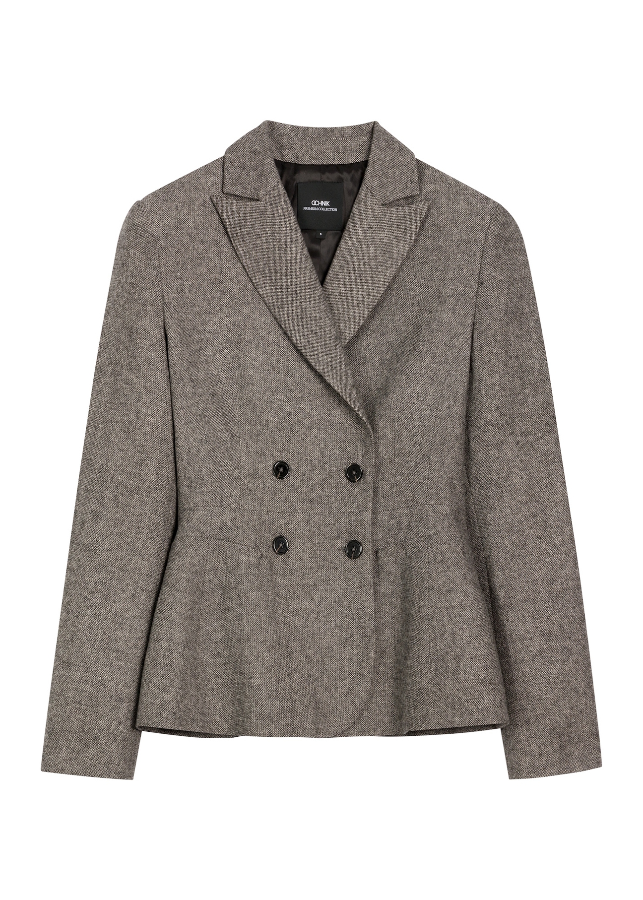 Women's gray wool jacket ZAKDT-0053-9D(Z26) - front product view, on white background.