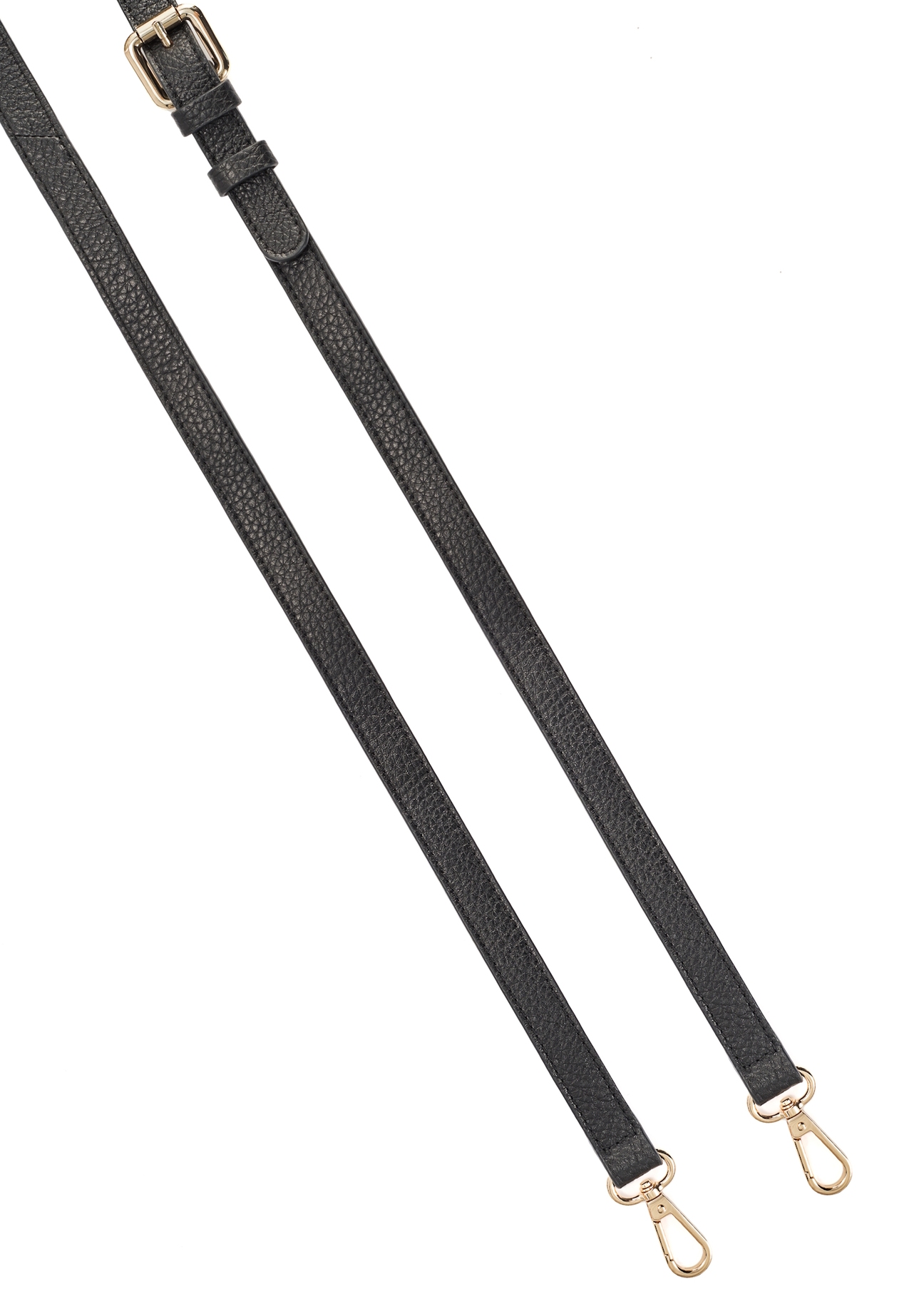 Black leather shopper bag TORES-0728D-99(Z25), view of the detachable strap of the product.