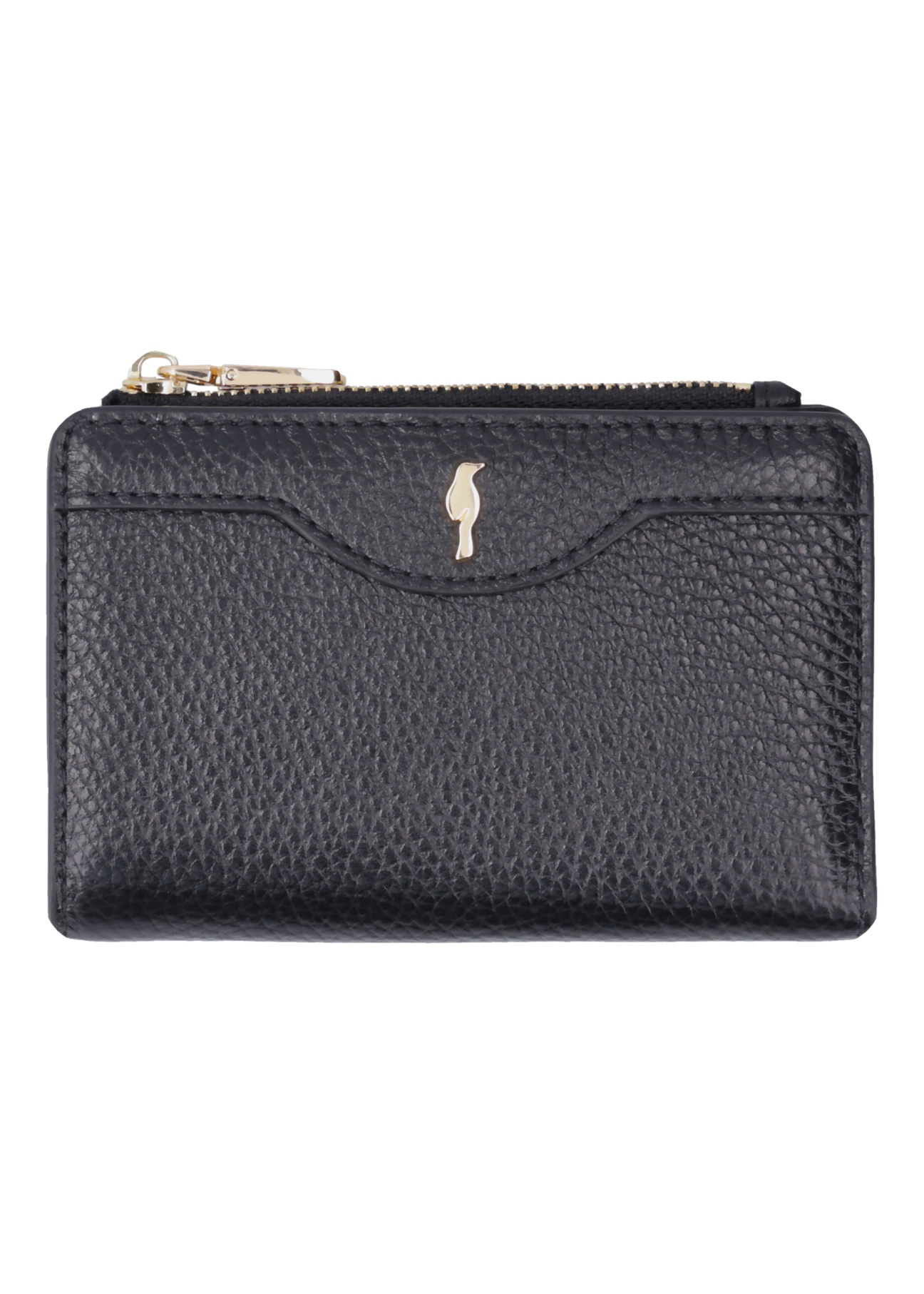 Black leather women's wallet PORES-1015R-9I(Z26), front product view on white background.