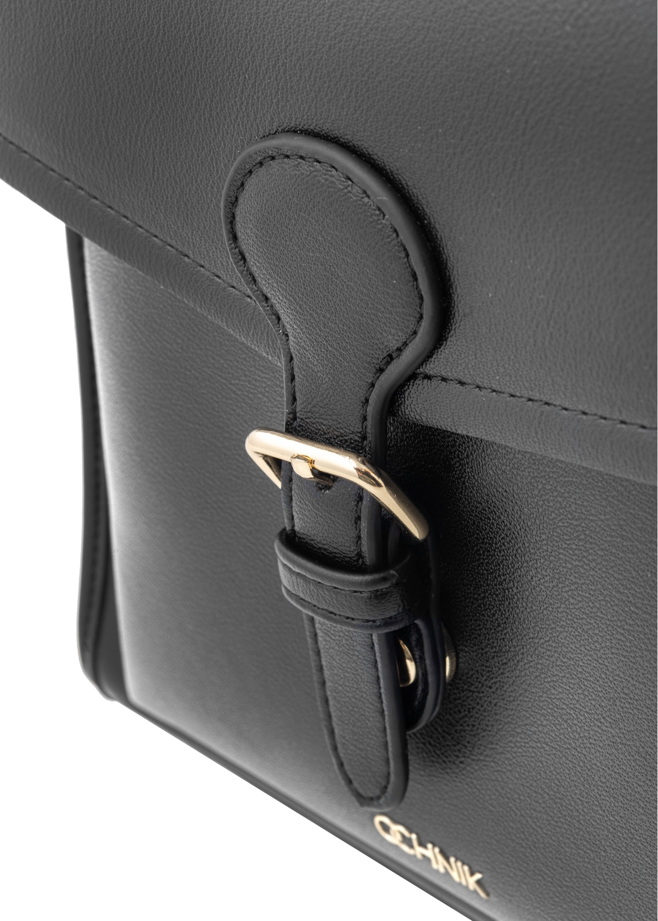 Black medium elegant women's backpack TOREC-0985A-99(Z25), visible close-up of the product detail, view on white background.