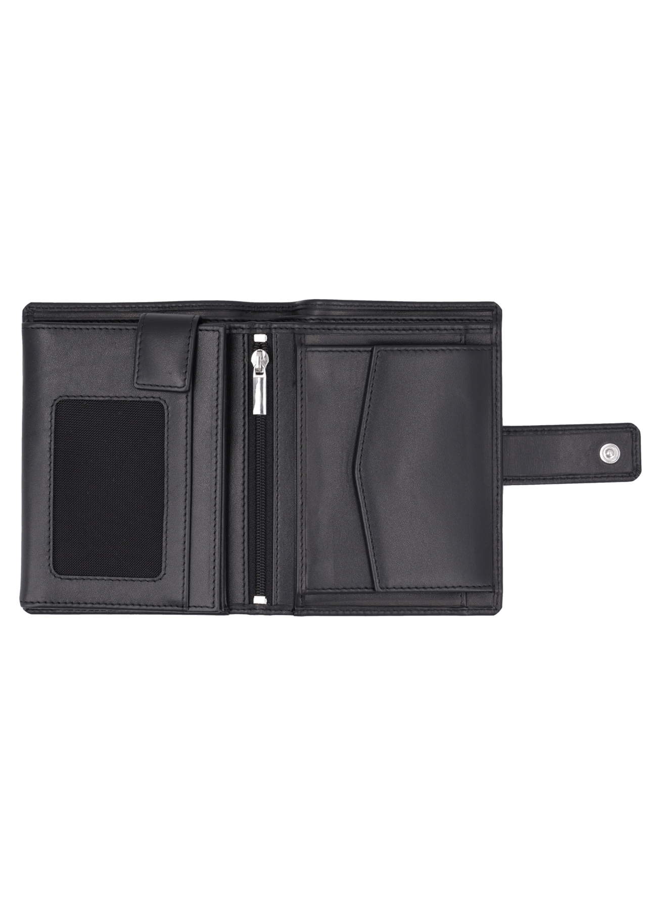 Black men's leather wallet PORMS-0715-99(Z26) - product view from above, on a white background.