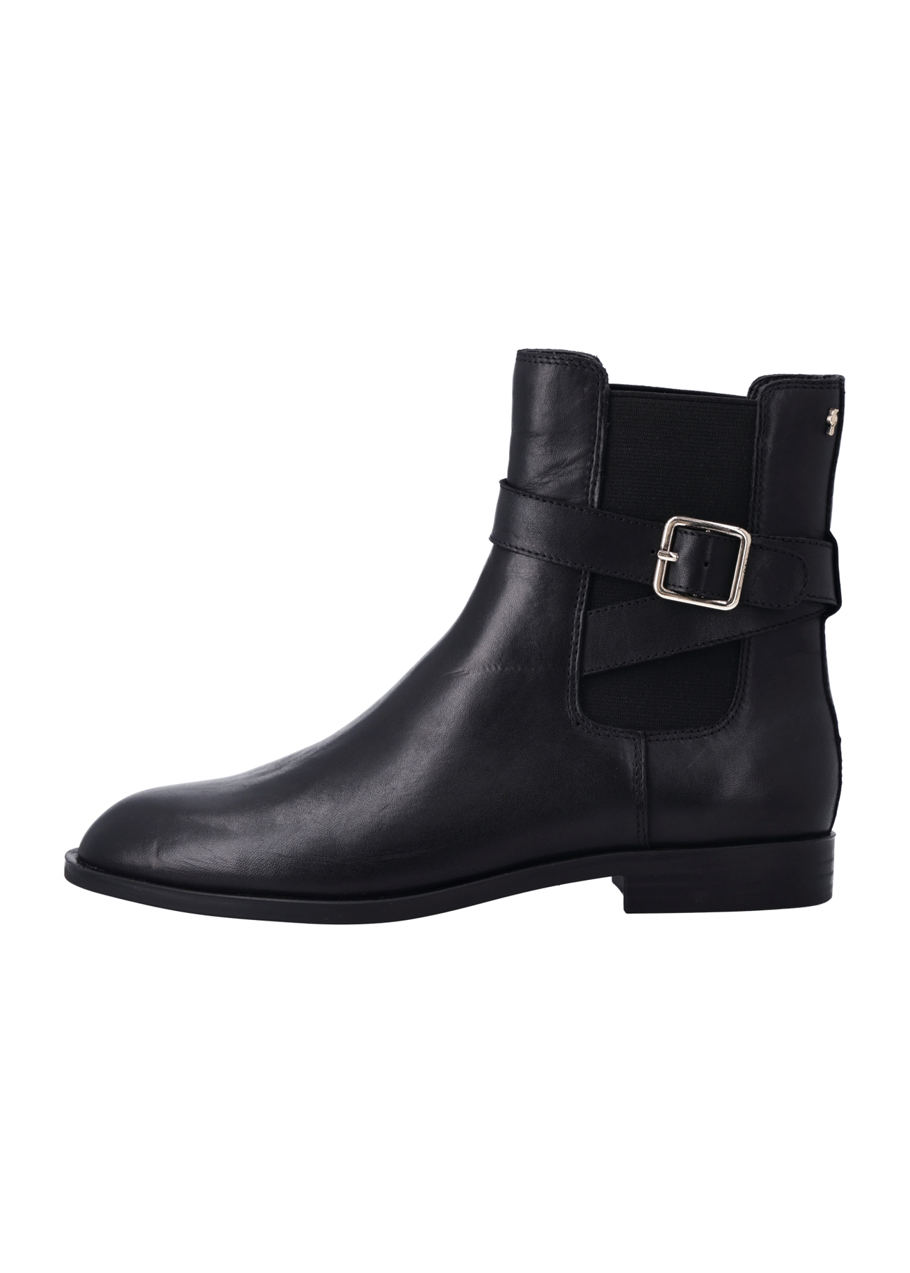 Black leather women's ankle boots BUTYD-1312-99(Z26), side view of the product on a white background.