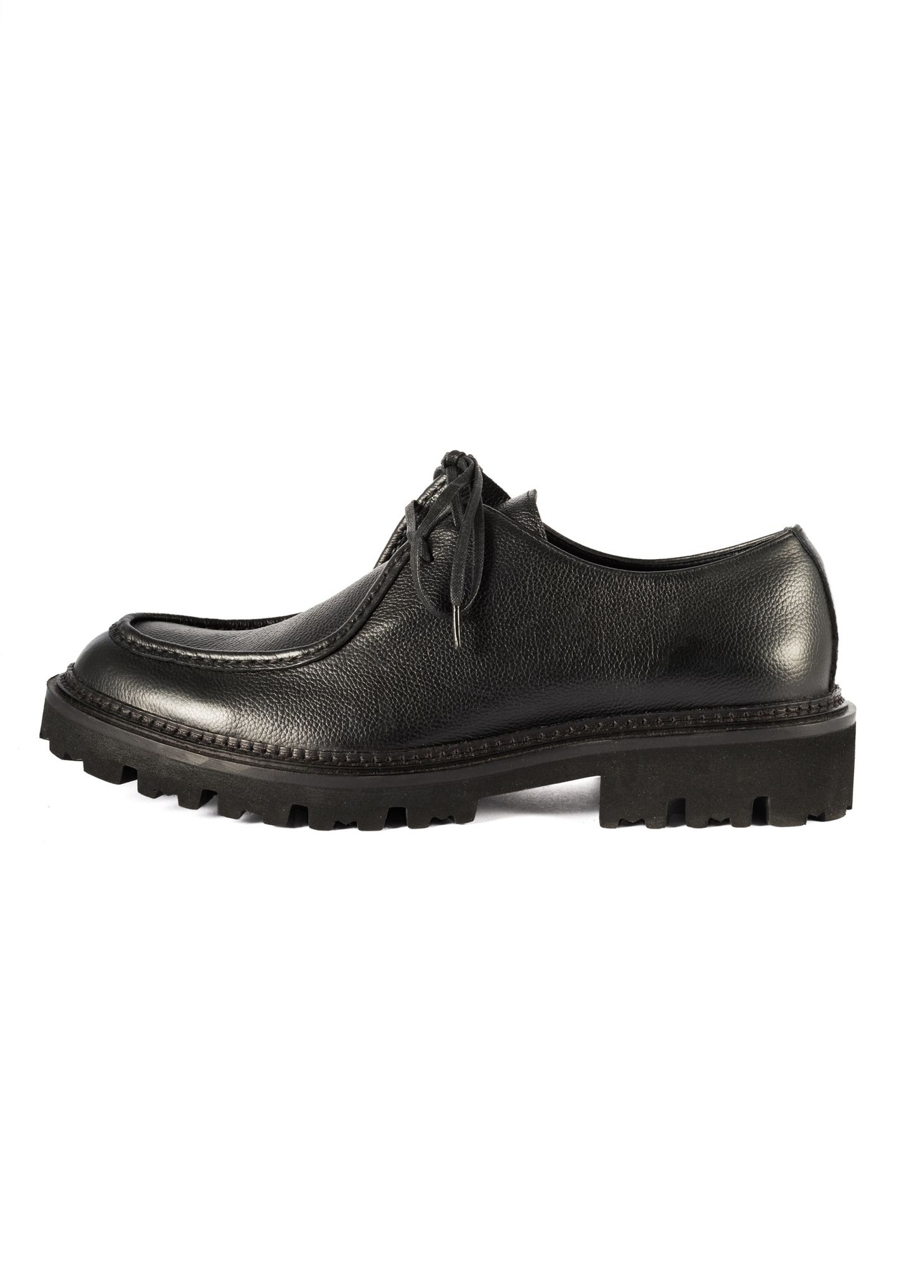 Black men's leather shoes BUTYM-0524-9I(Z26), side view of the product on a white background.