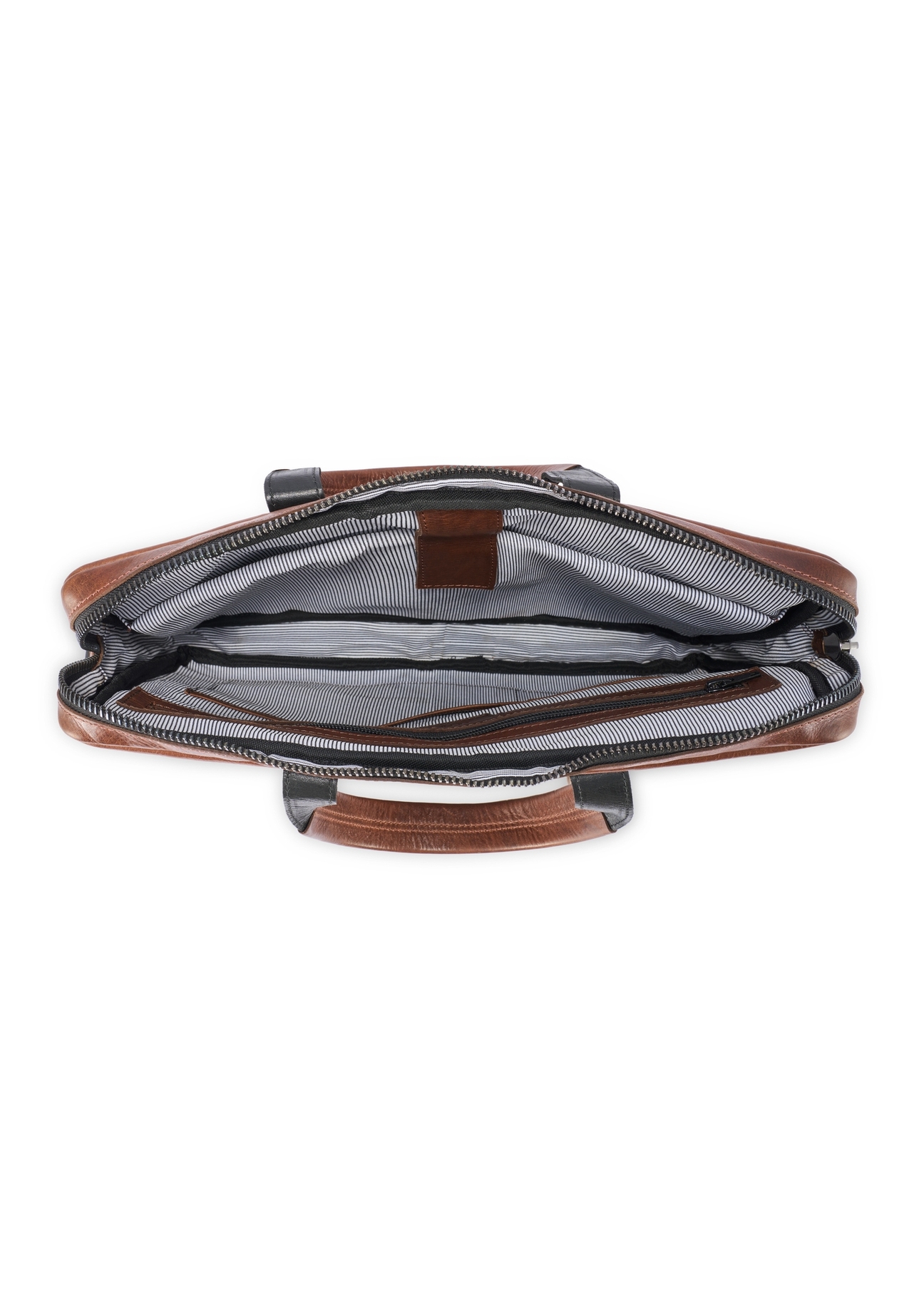 Brown leather men's bag TORMS-0488-1H(W26) - product view from above, on white background.