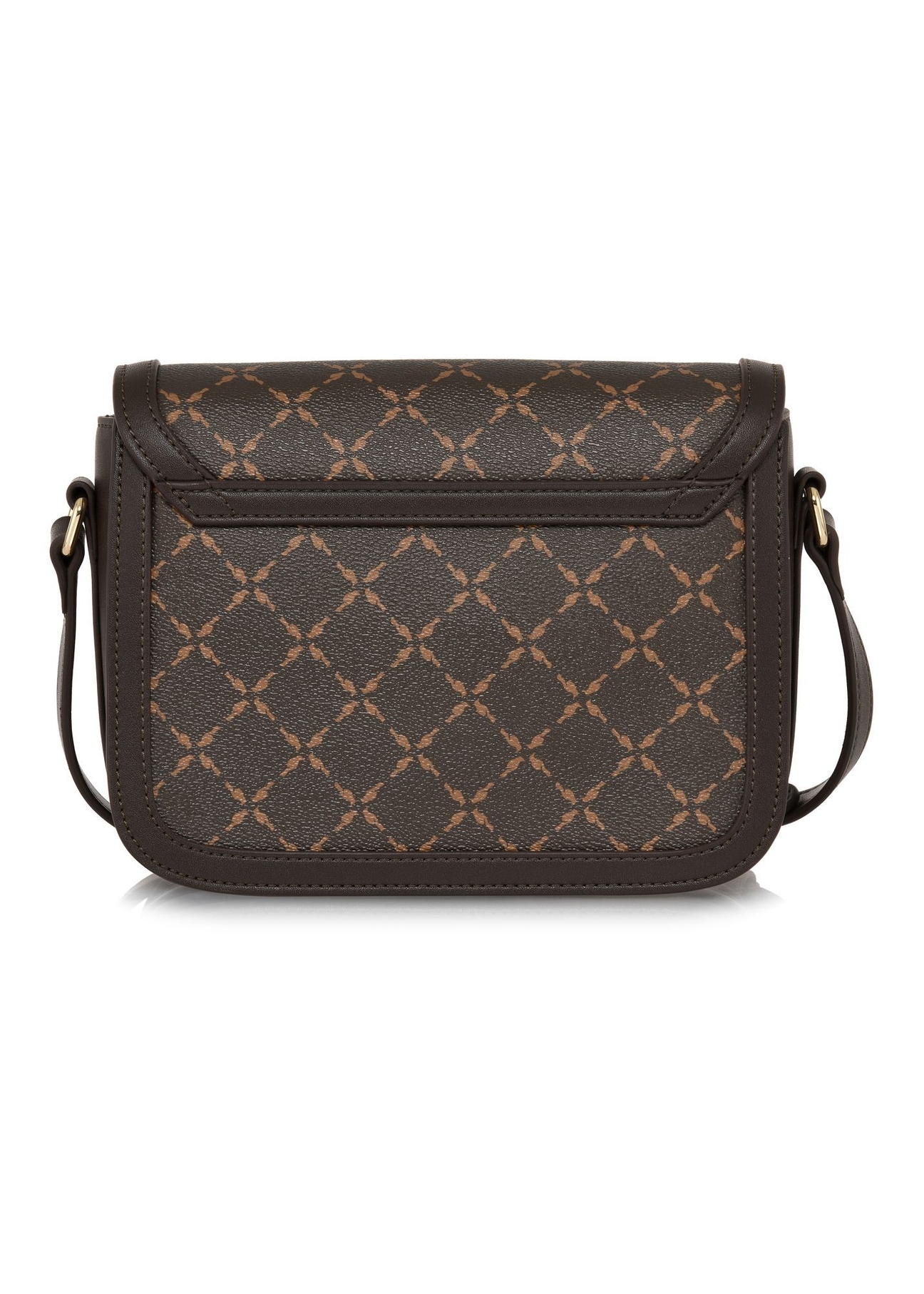 Brown messenger bag with monogram TOREC-0982A-89(Z25) - product view from the back on a white background.