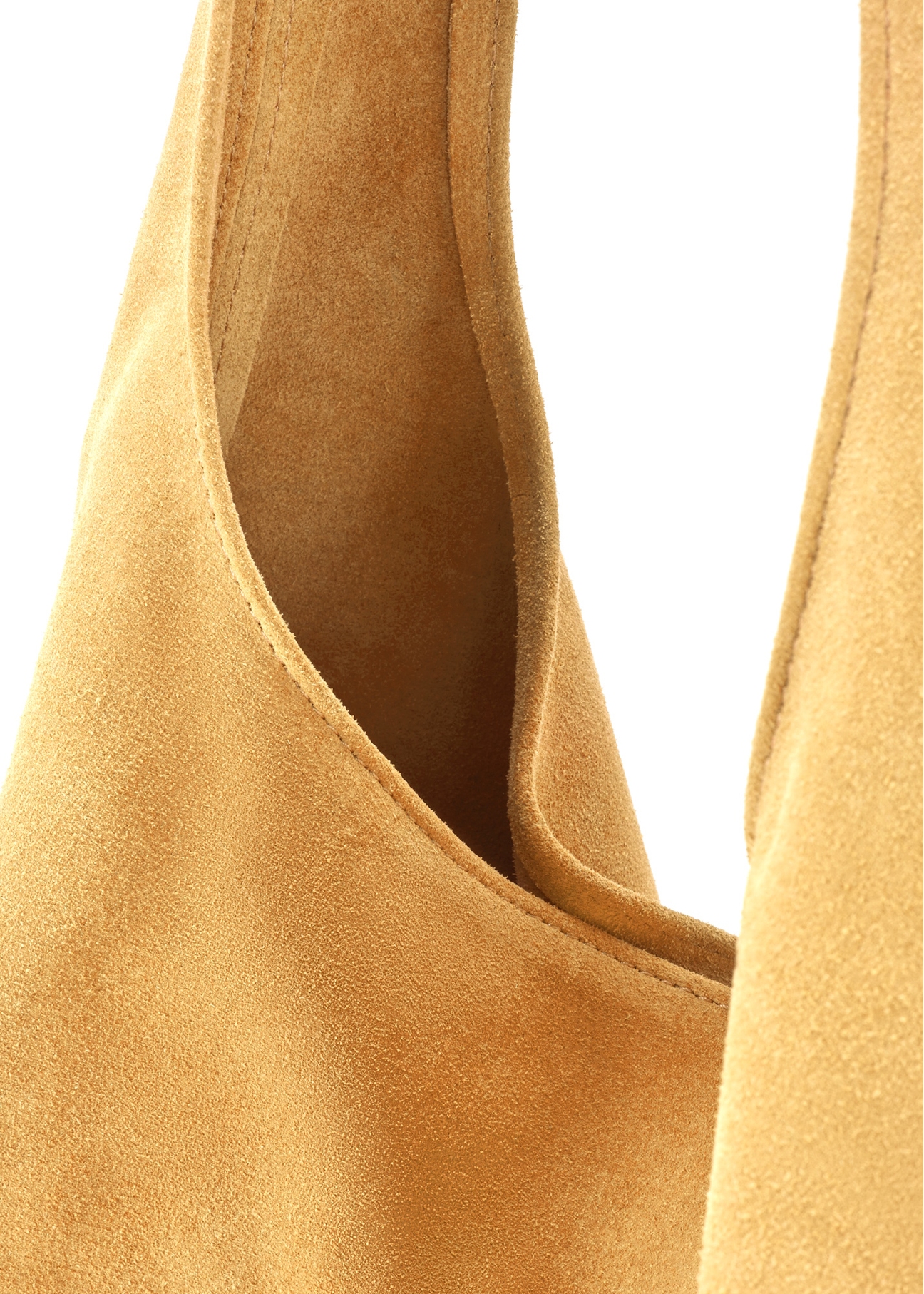 Yellow suede women's shopper bag TORES-1177-2C(W26), close-up of the product detail on a white background.
