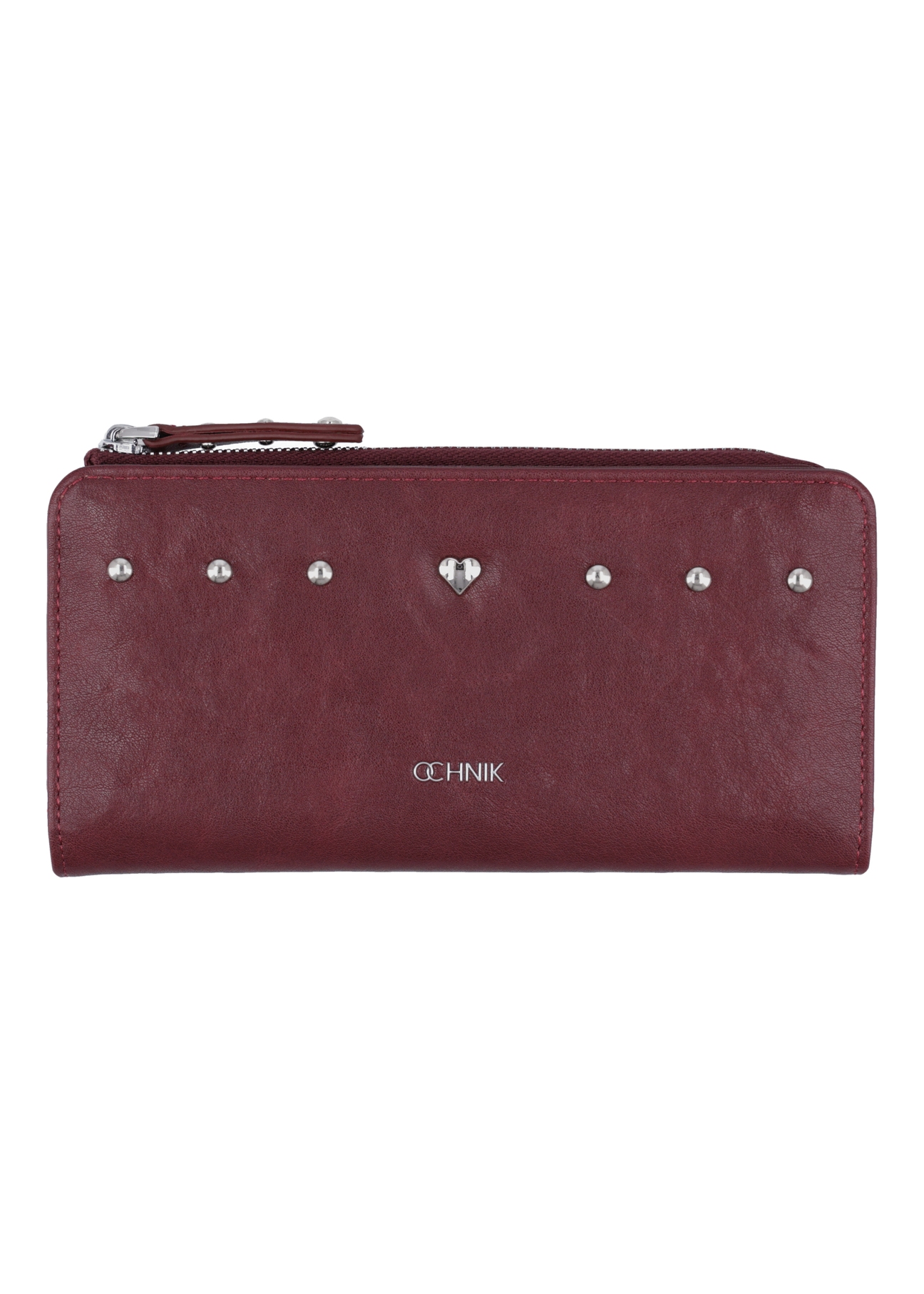Burgundy large women's wallet POREC-0446-4D(Z26) - front product view, on white background.