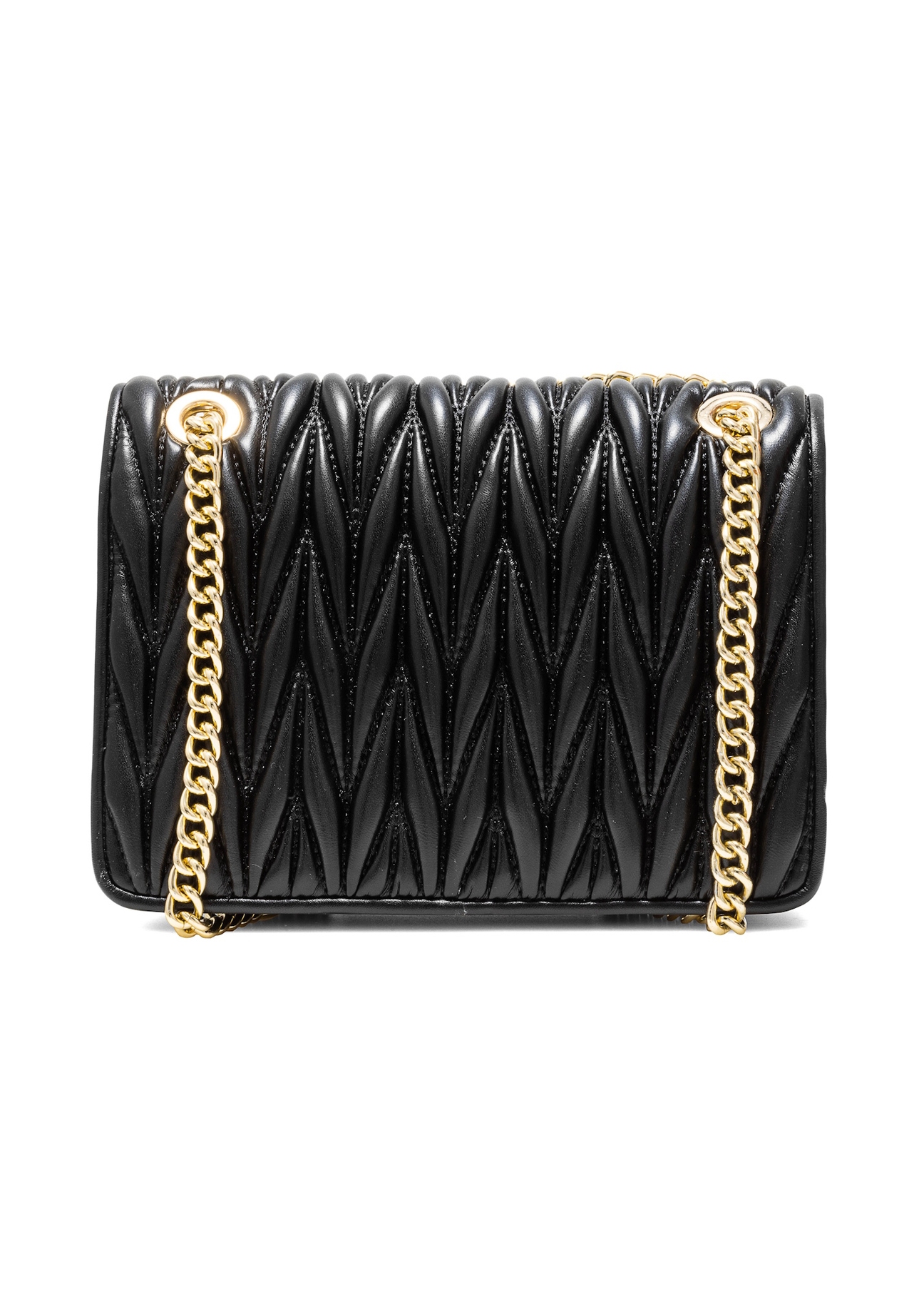 Black women's handbag with chain TOREC-1102-99(Z25), product view from the back on a white background.