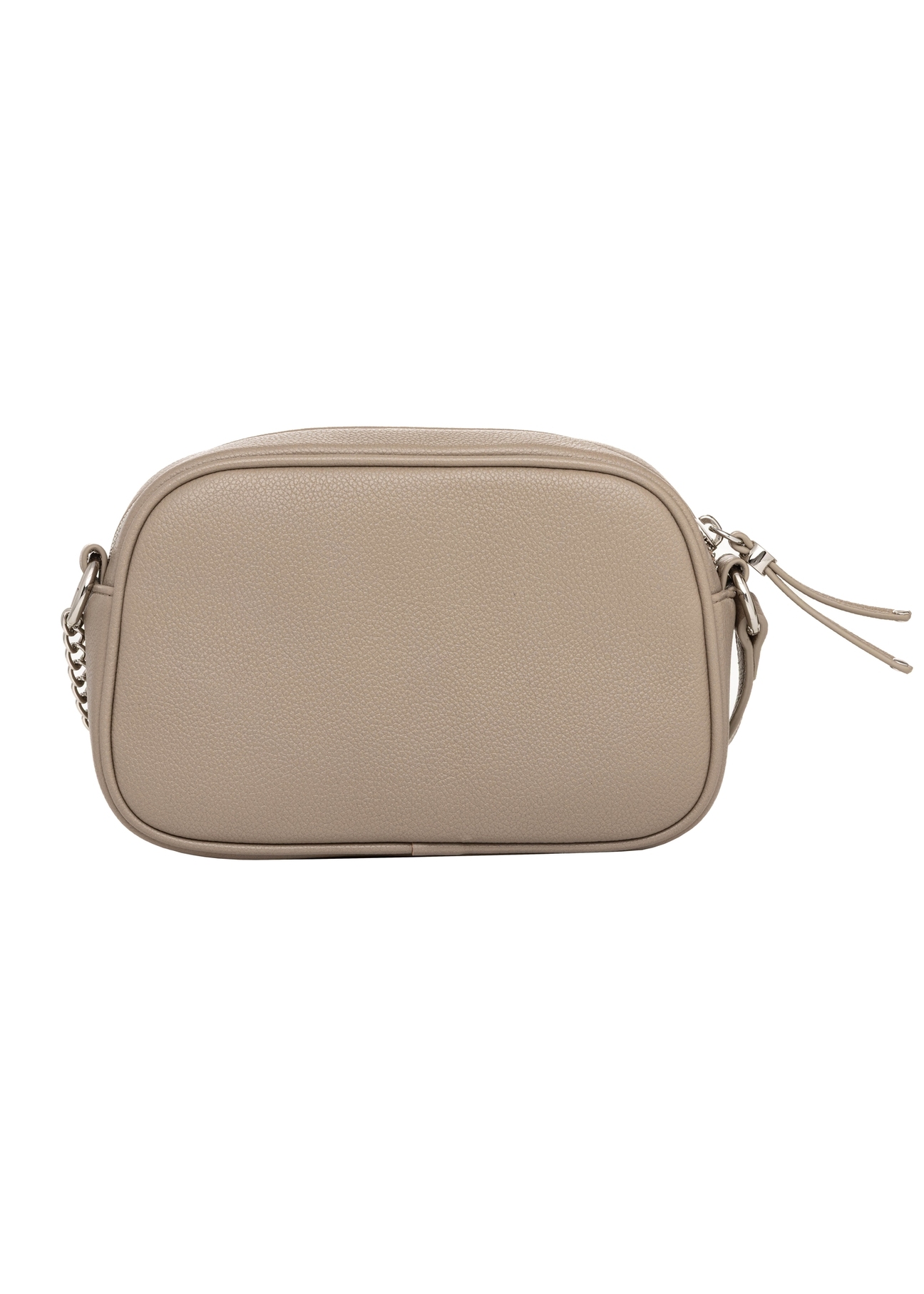 Small women's handbag in cool beige color TOREC-1285-1K(Z26), product view from the back on a white background.