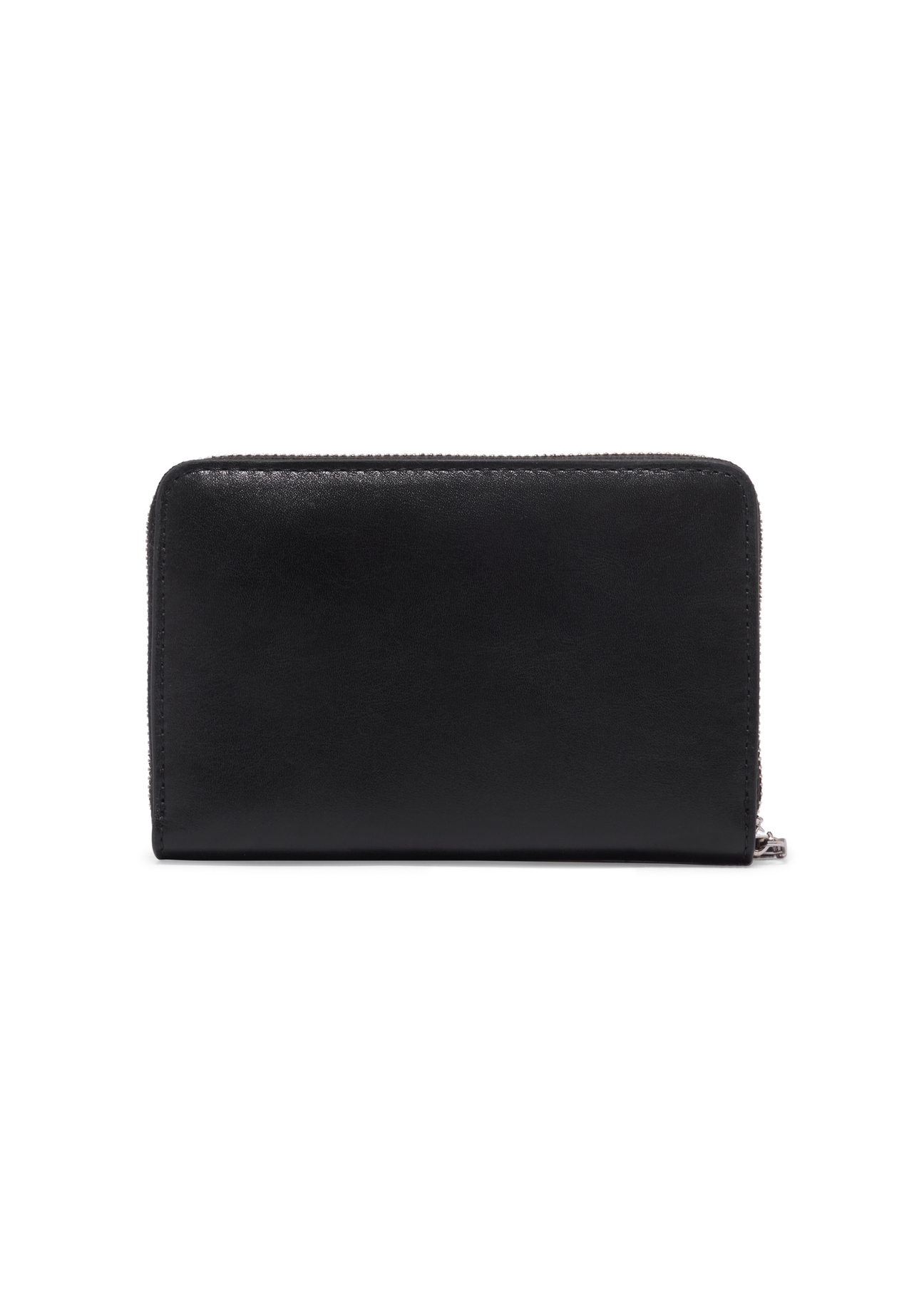 Black leather women's wallet PORES-1000-99(Z26), product view from the back on a white background.