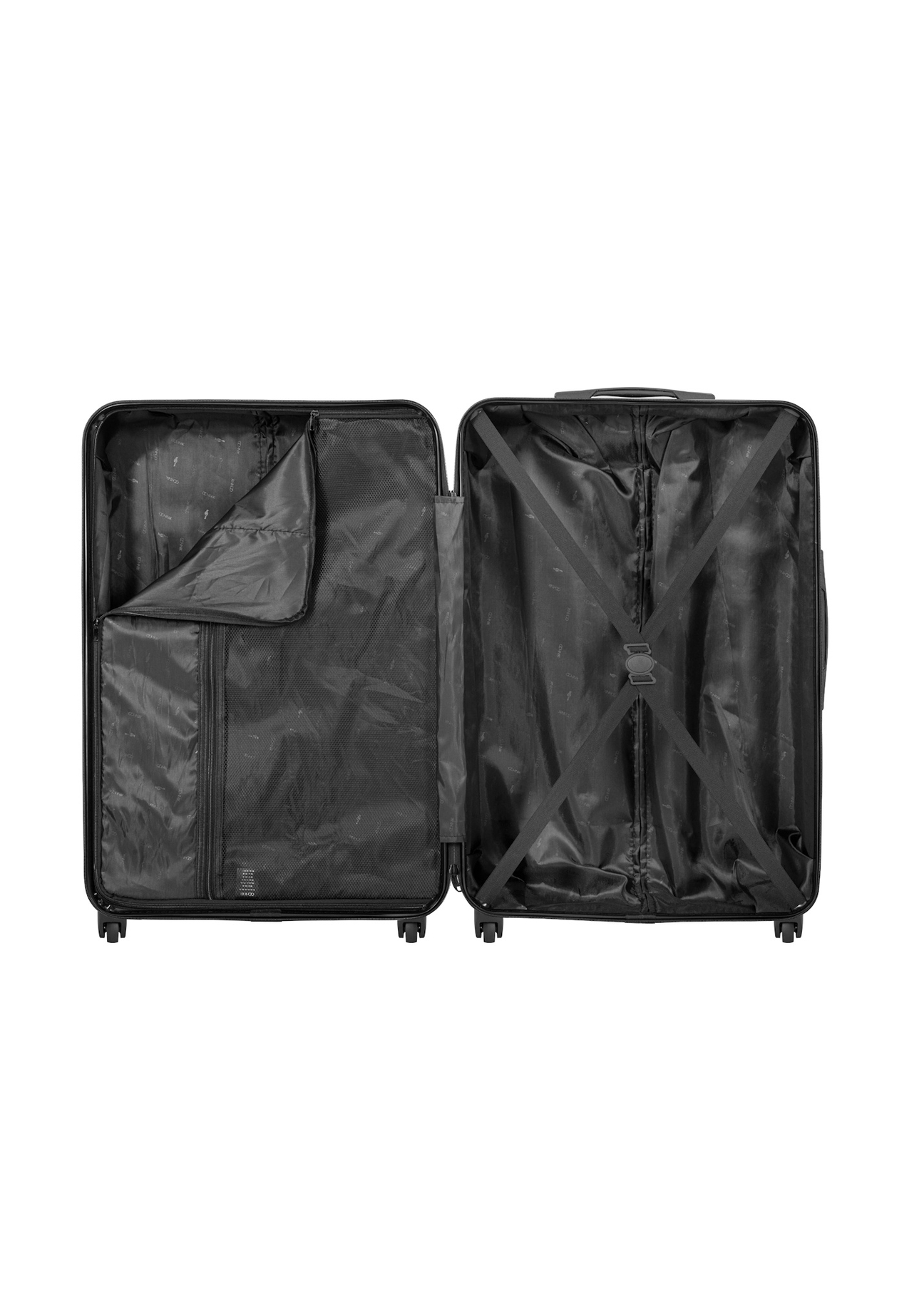Large suitcase on wheels WALAB-0082-99-29(W26), product view inside on white background.