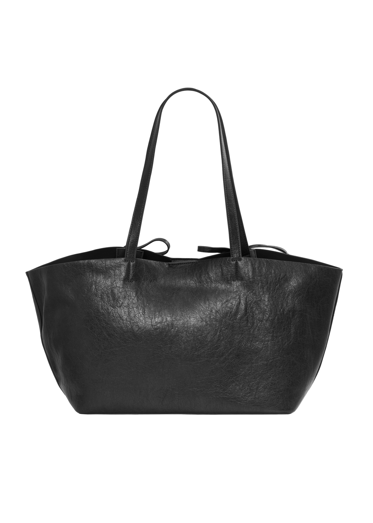 Black shopper bag with bows TOREC-1378-99(Z26), back view of the product on a white background.