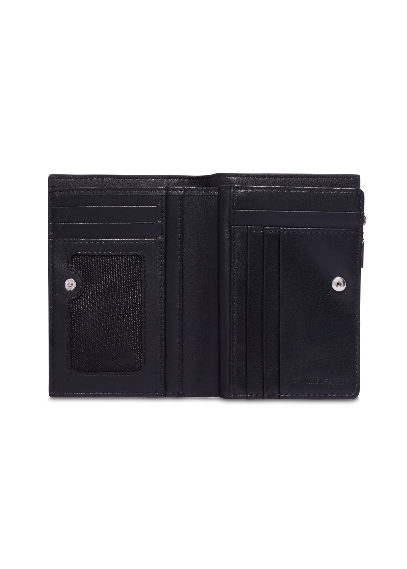Black leather women's wallet PORES-0998-99(Z26), product view inside on white background.